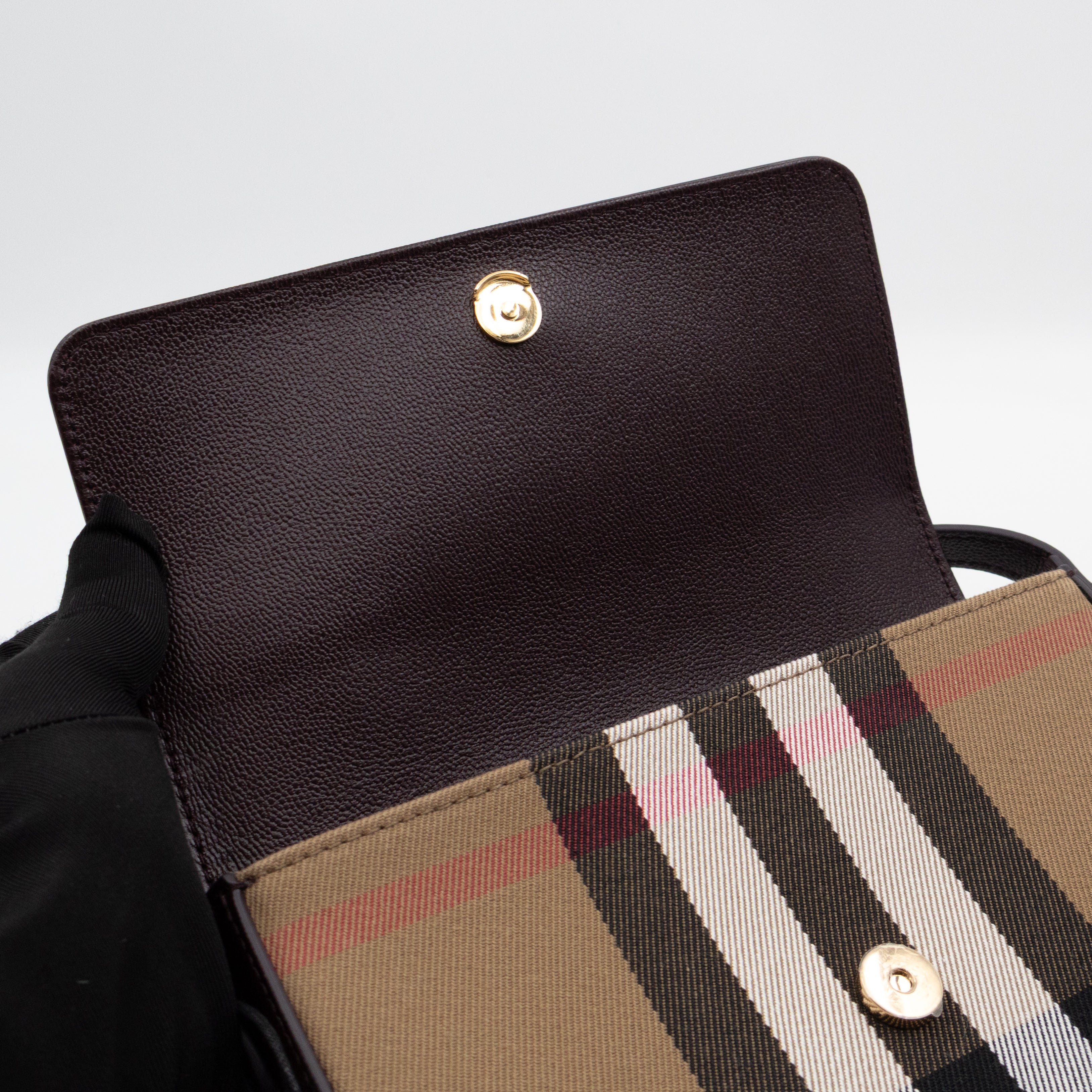 New Hampshire Shoulder Bag Dark Sepia Brown Leather Check
