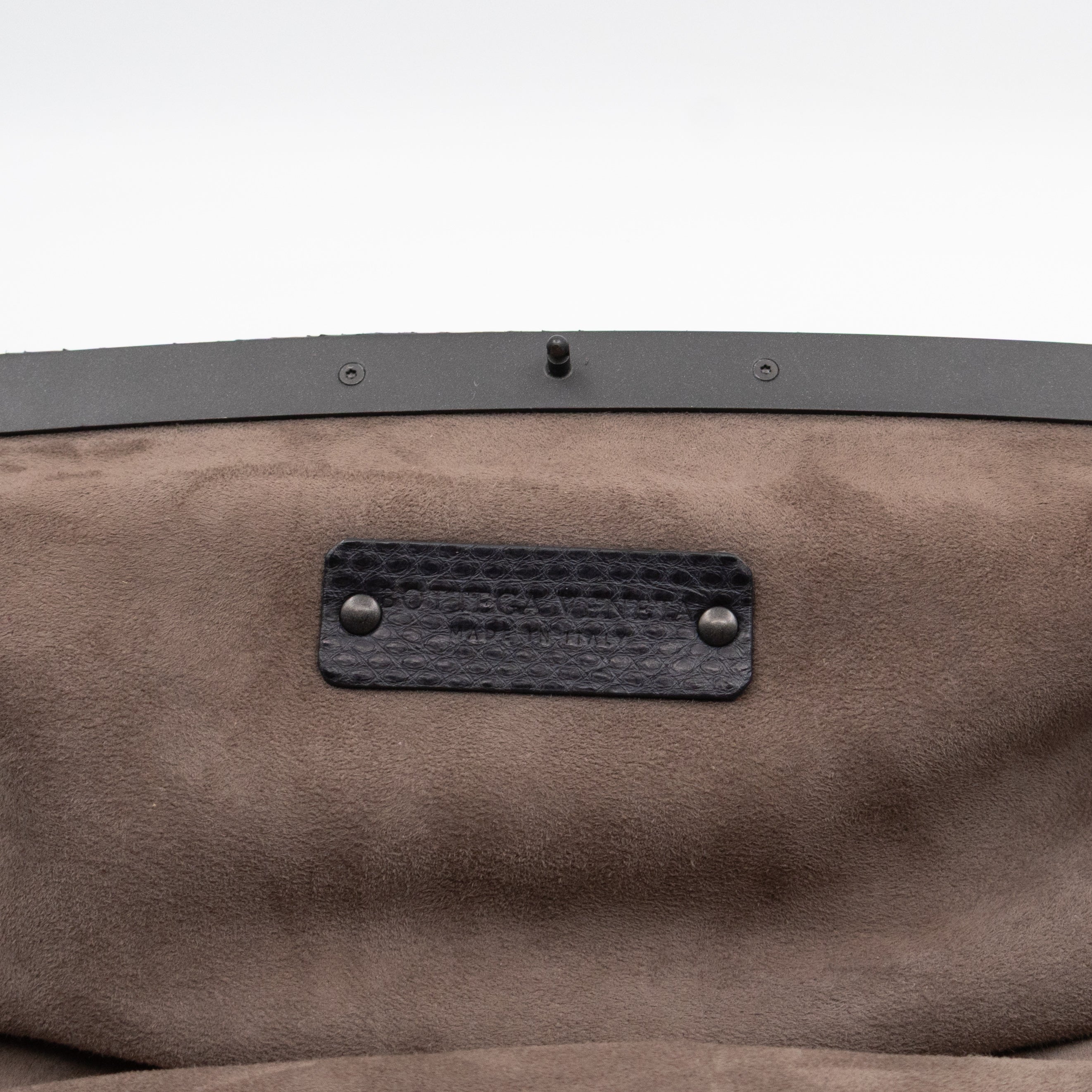 Top Handle Marron Intrecciato En Python Leather