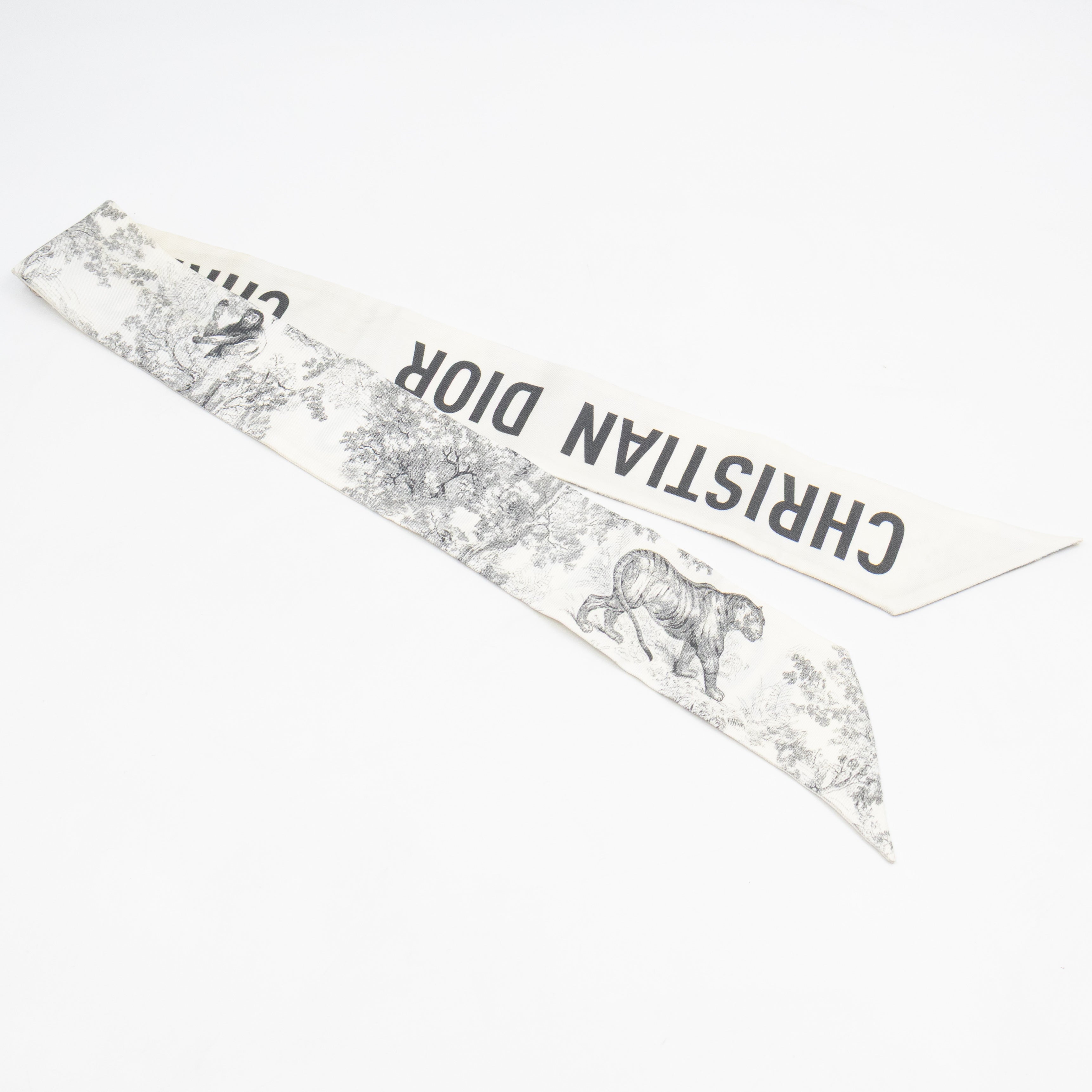 Toile de Jouy Sauvage Mitzah Scarf Silk Twill White & Black