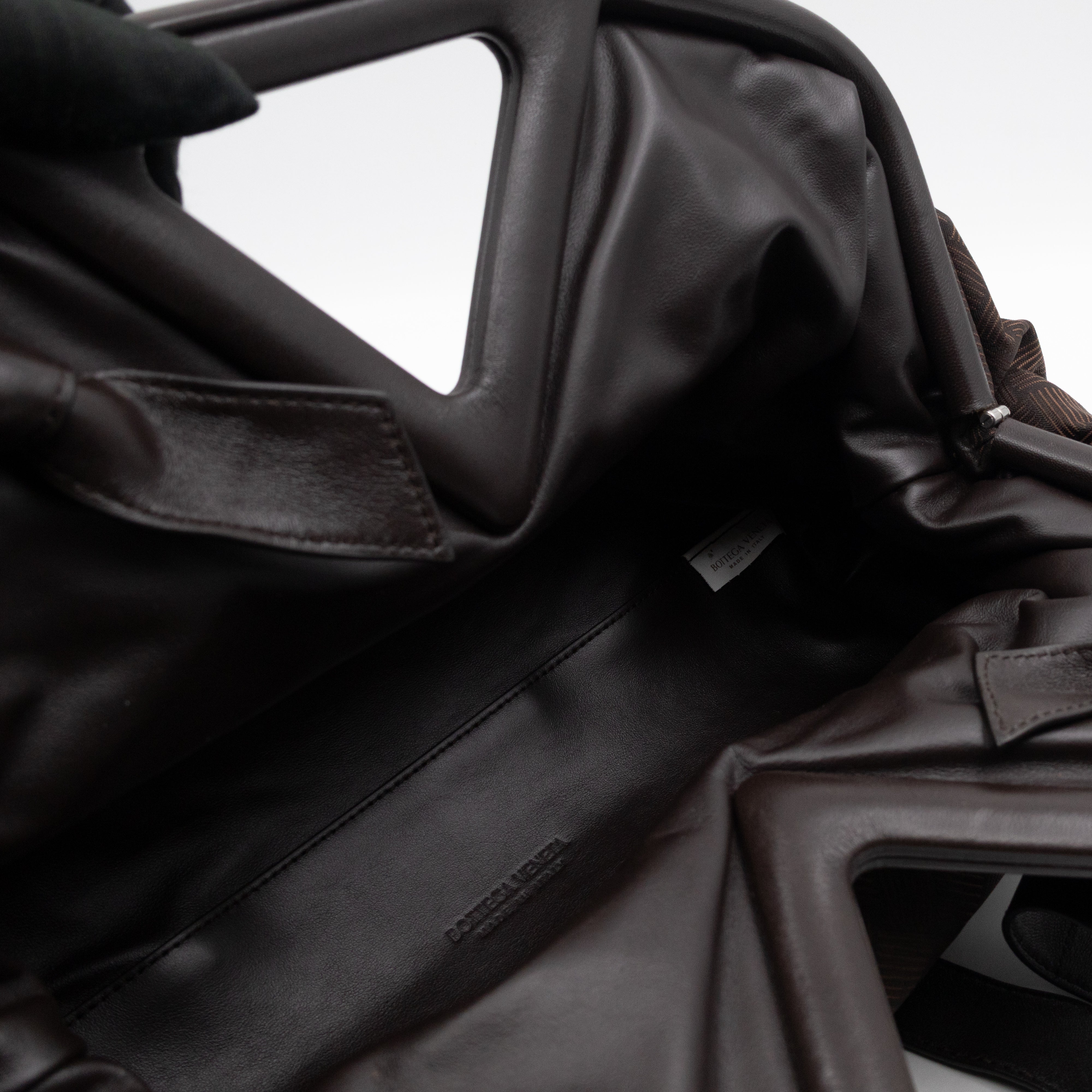 The Point Triangle Bag Medium Brown Intrecciato Jacquard