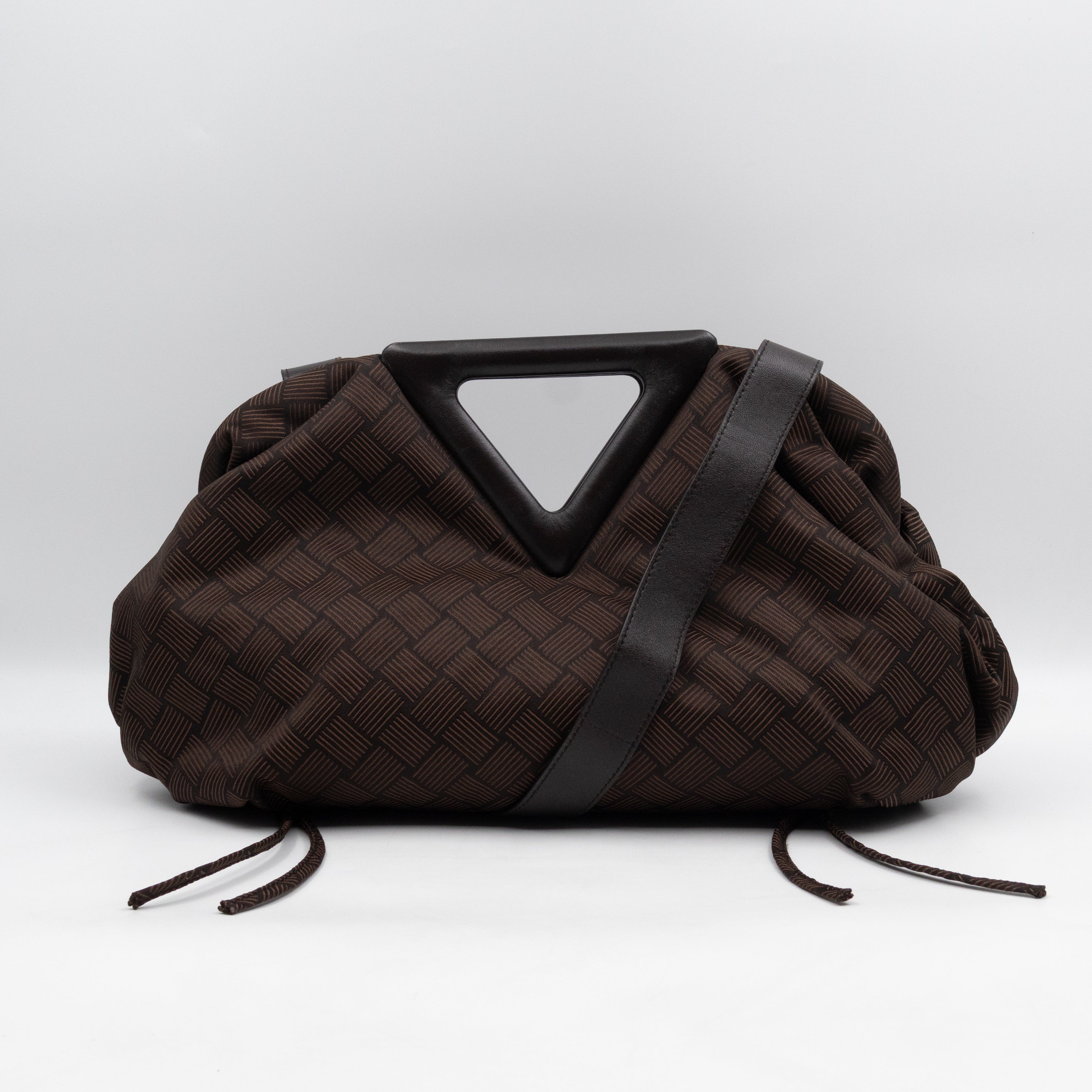 The Point Triangle Bag Medium Brown Intrecciato Jacquard