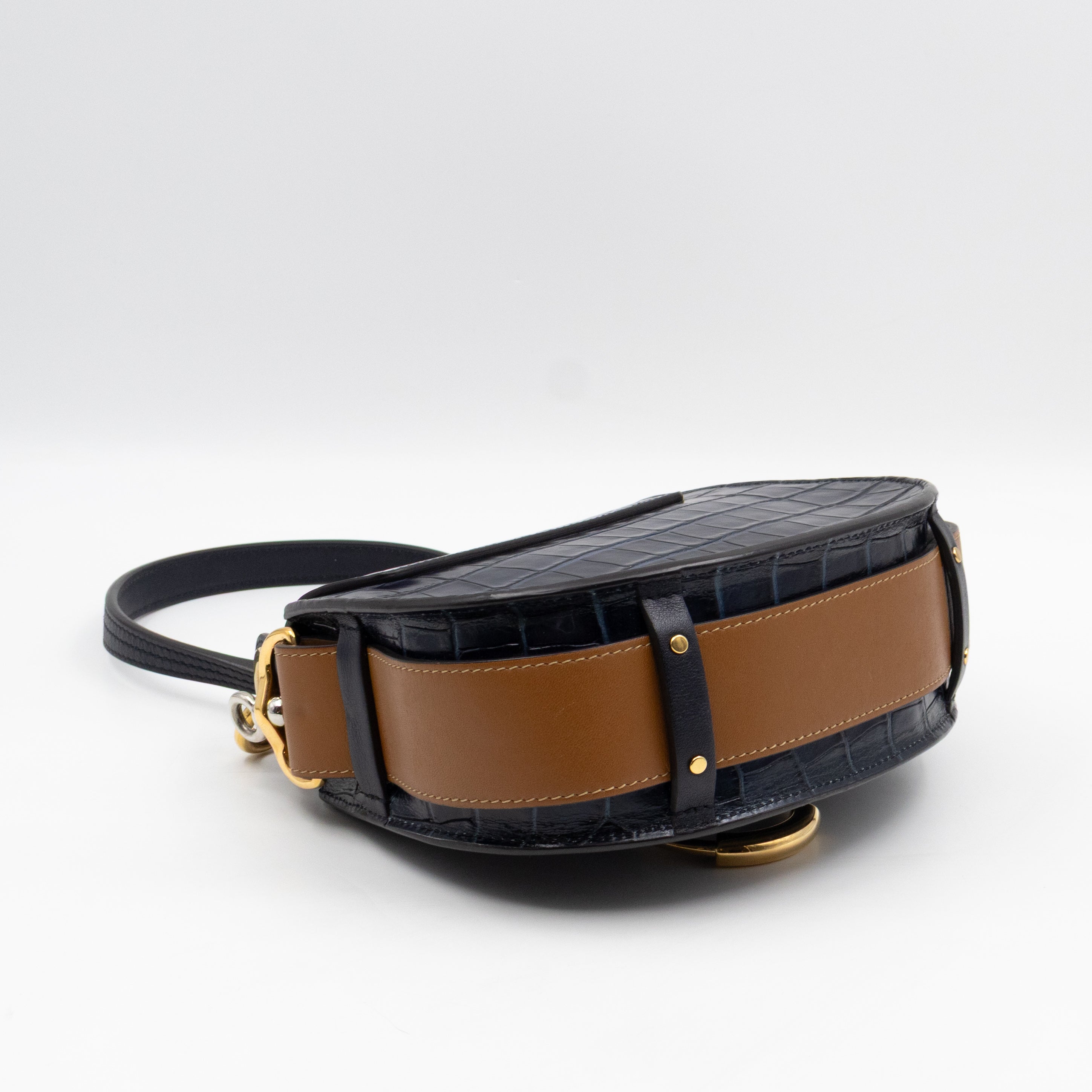 Tess Small Bag Dark Blue Croc Embossed Leather