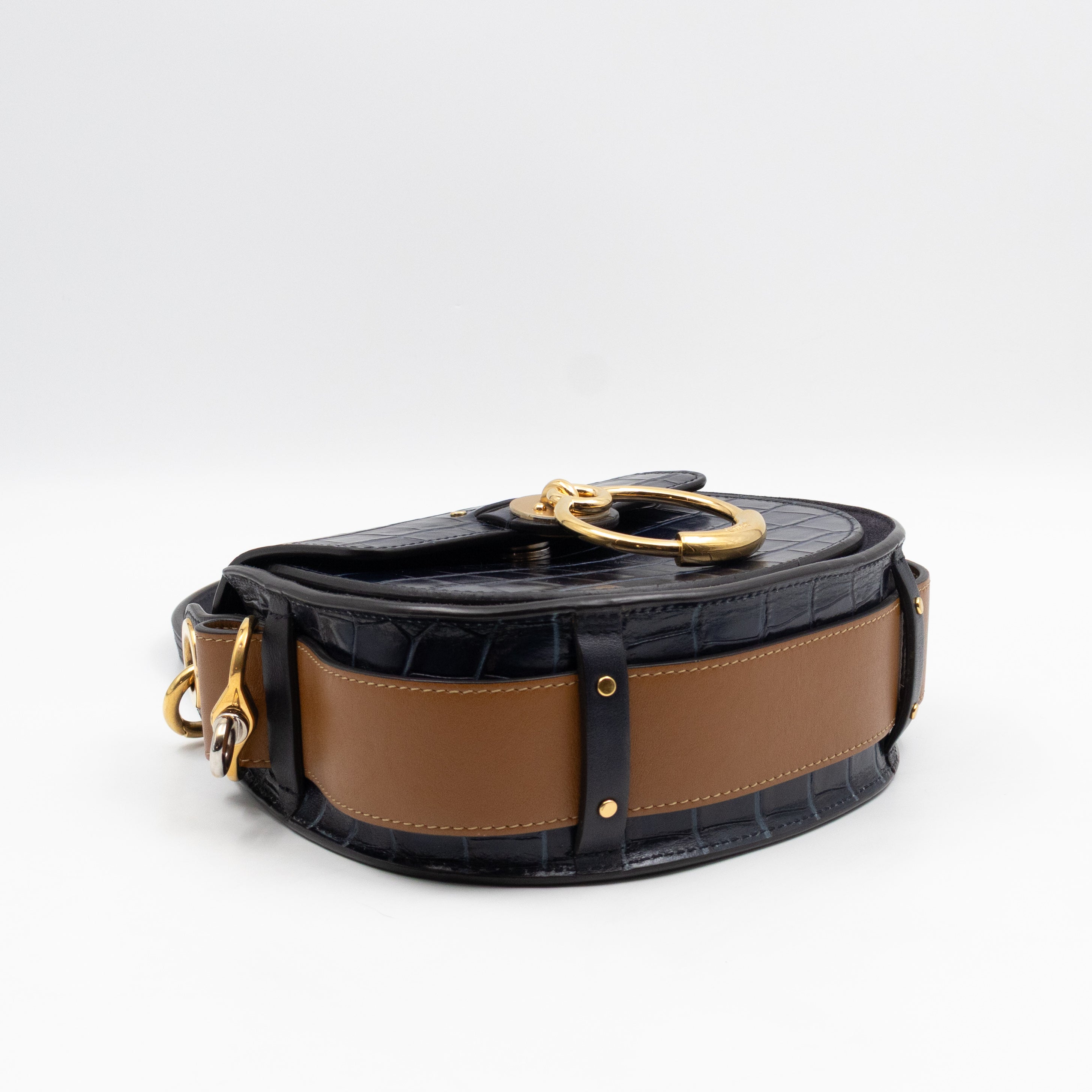 Tess Small Bag Dark Blue Croc Embossed Leather