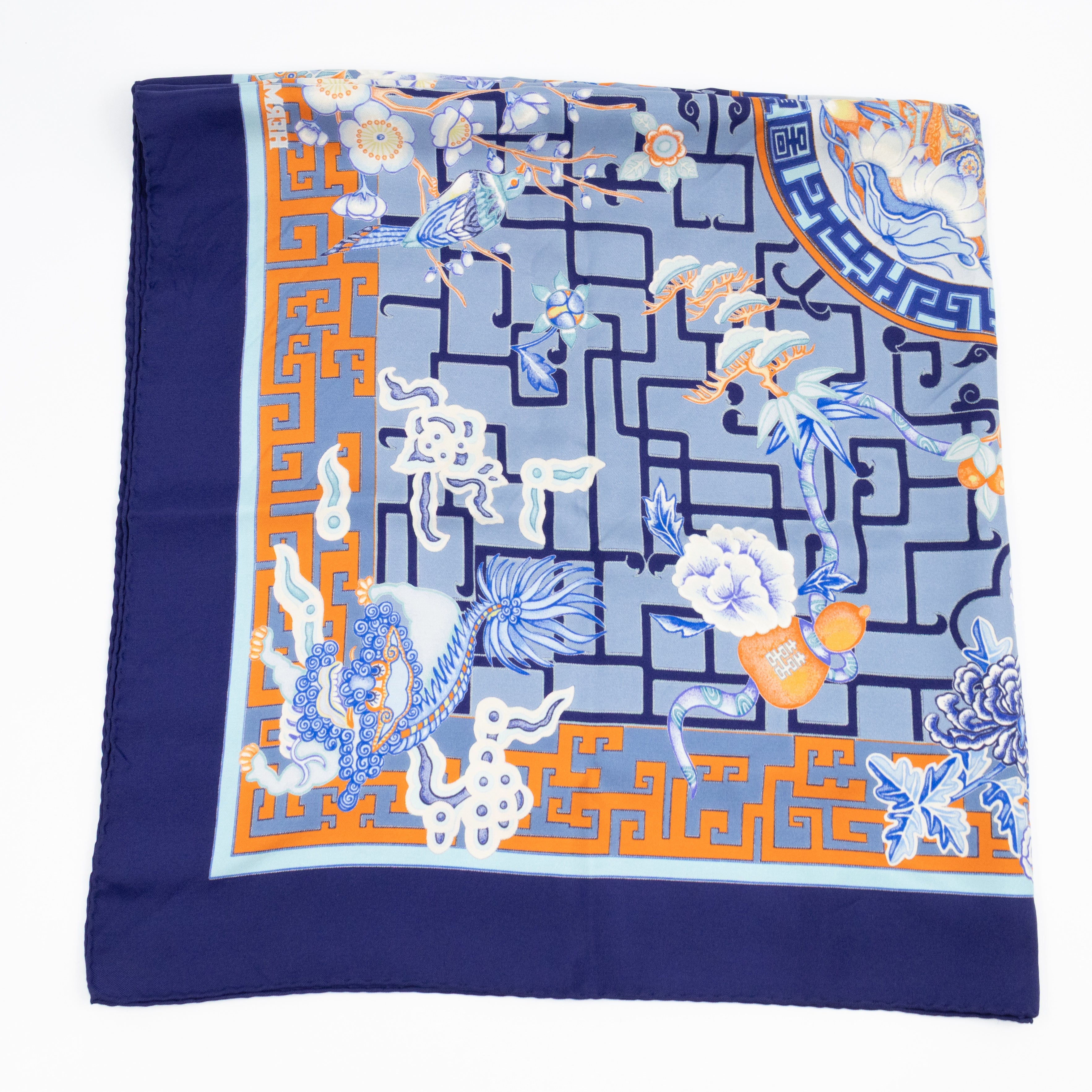 Silk Scarf 90 Turandot Blue