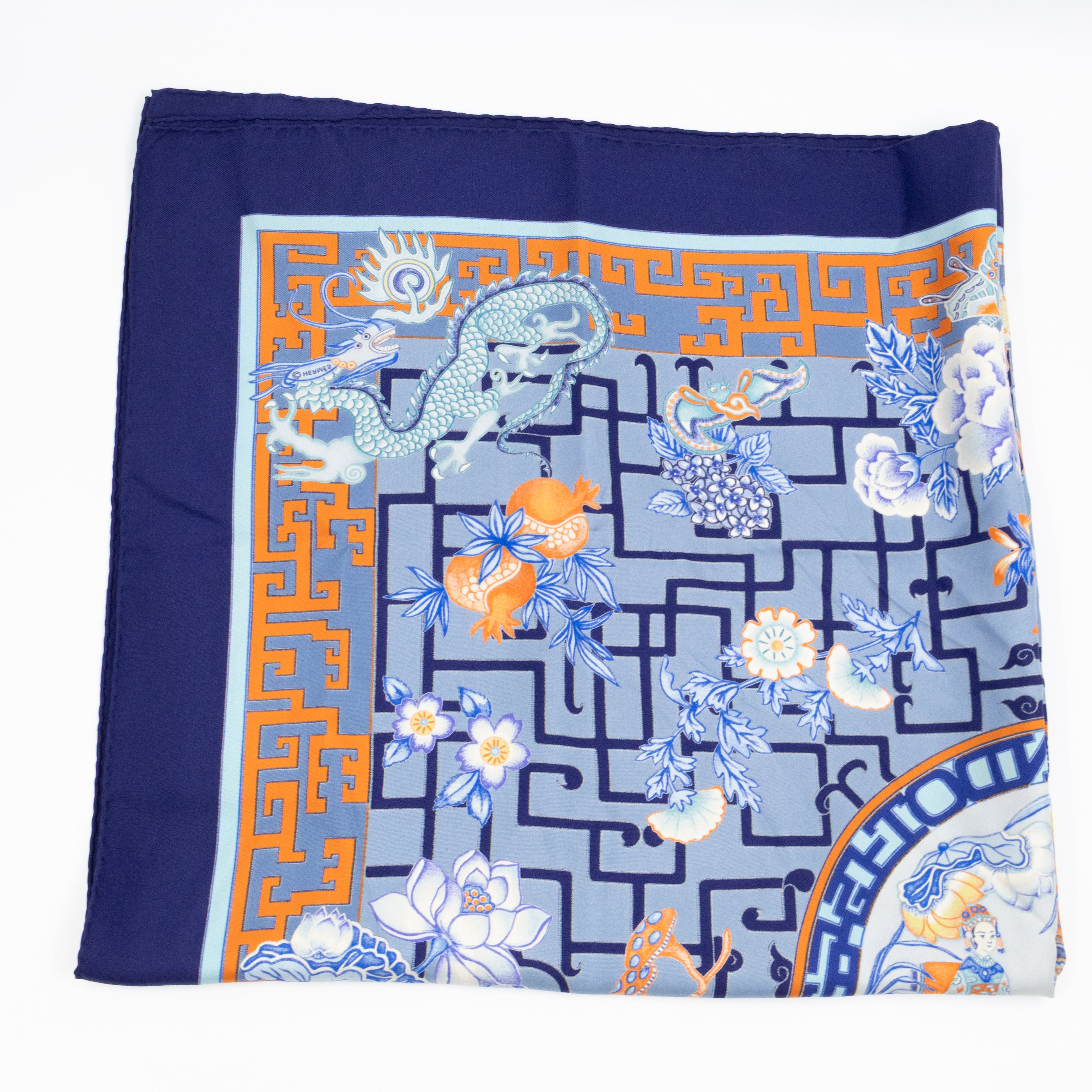 Silk Scarf 90 Turandot Blue