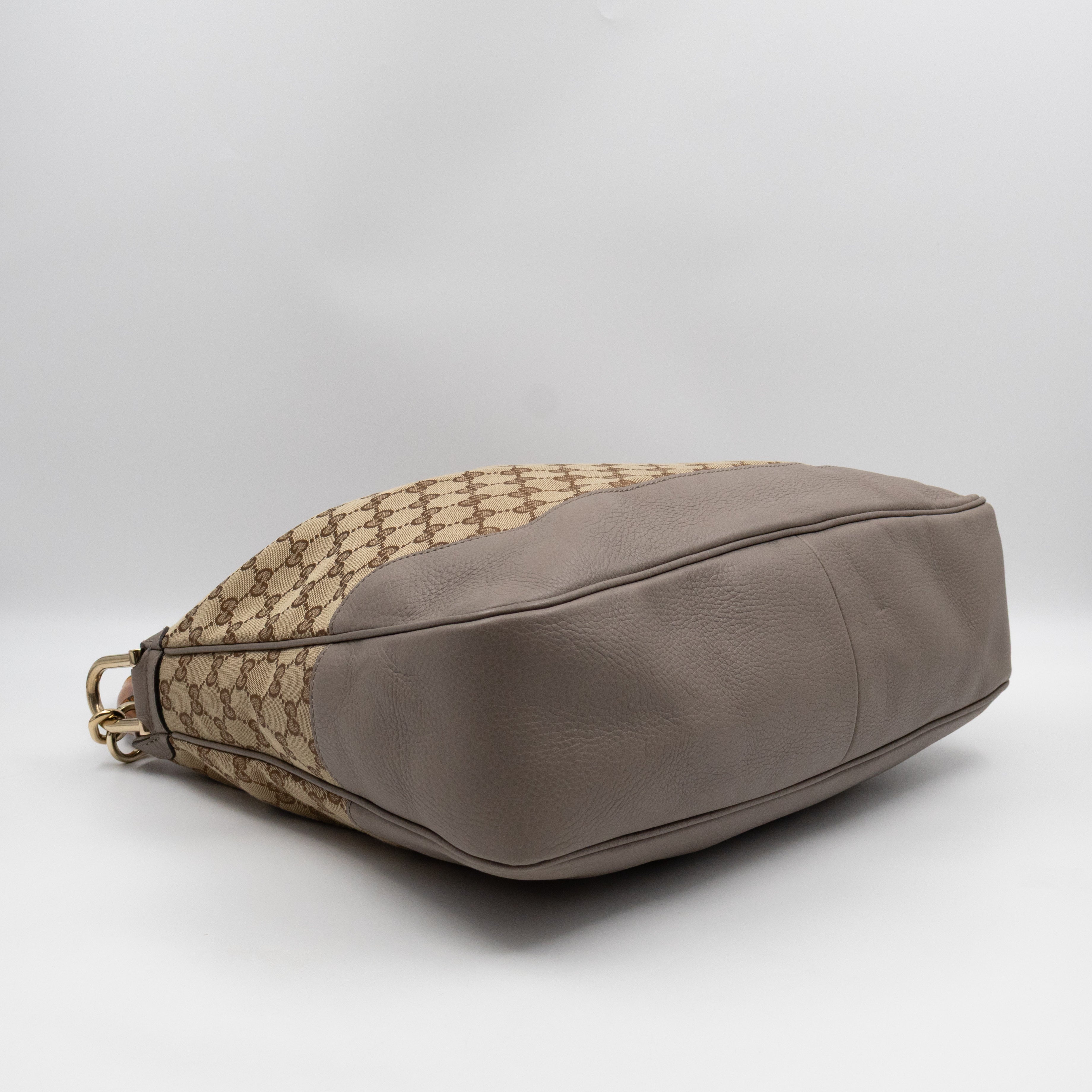 Diana Bamboo Handle Hobo Bag GG Canvas Grey Leather