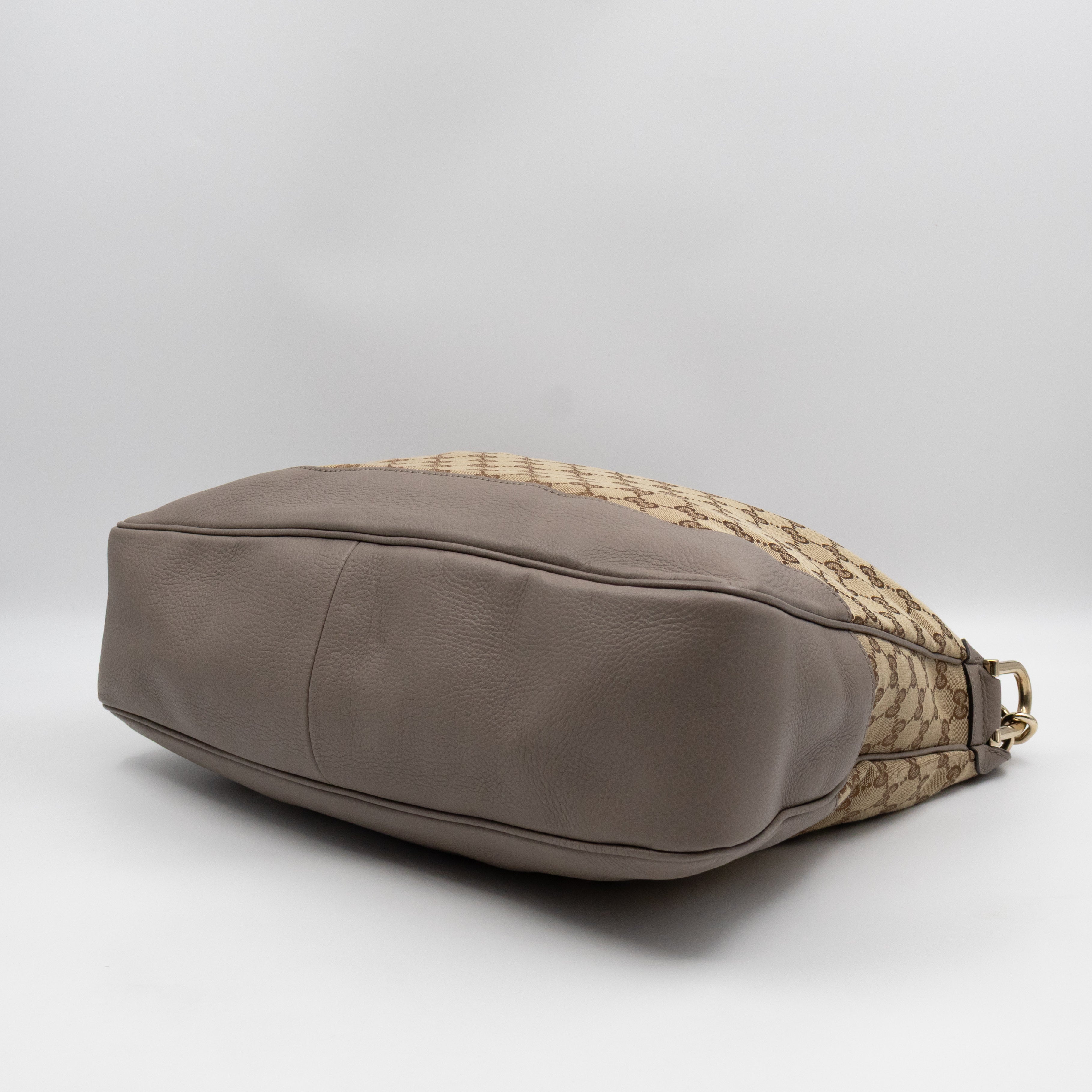 Diana Bamboo Handle Hobo Bag GG Canvas Grey Leather