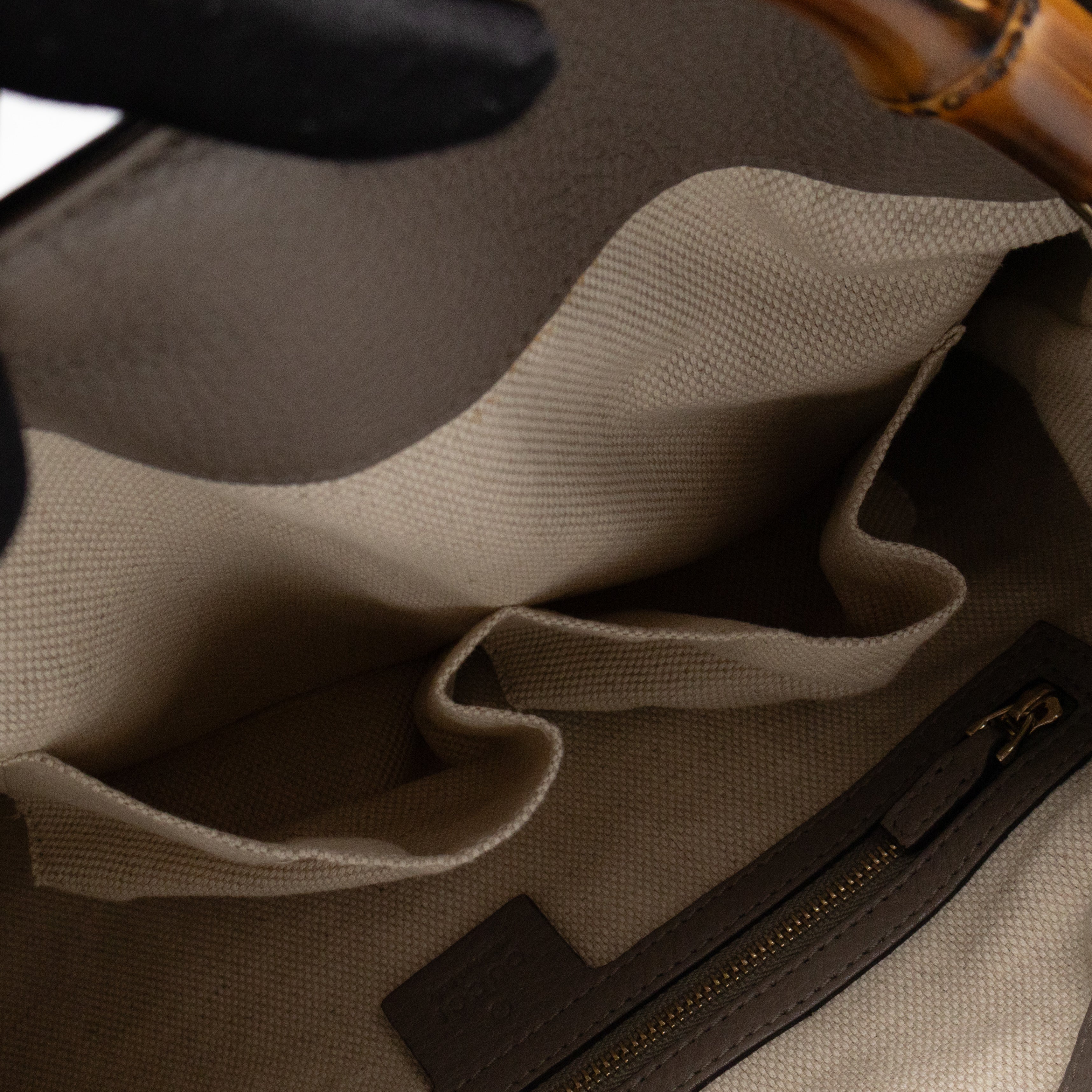 Diana Bamboo Handle Hobo Bag GG Canvas Grey Leather