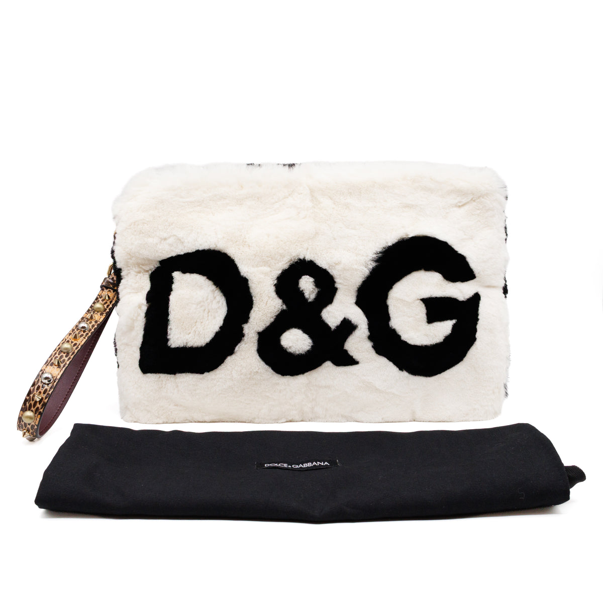 Cleo Clutch Black White Fur