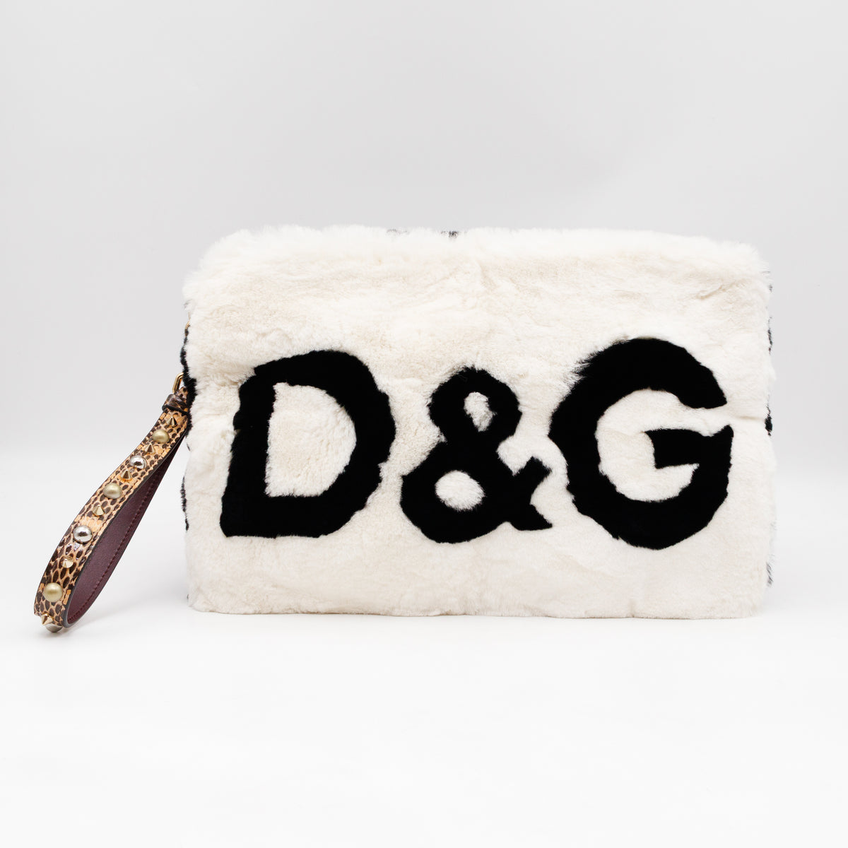 Cleo Clutch Black White Fur