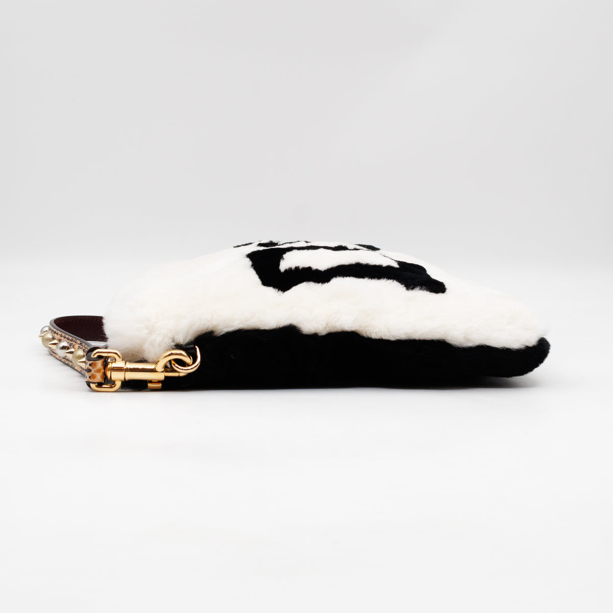 Cleo Clutch Black White Fur