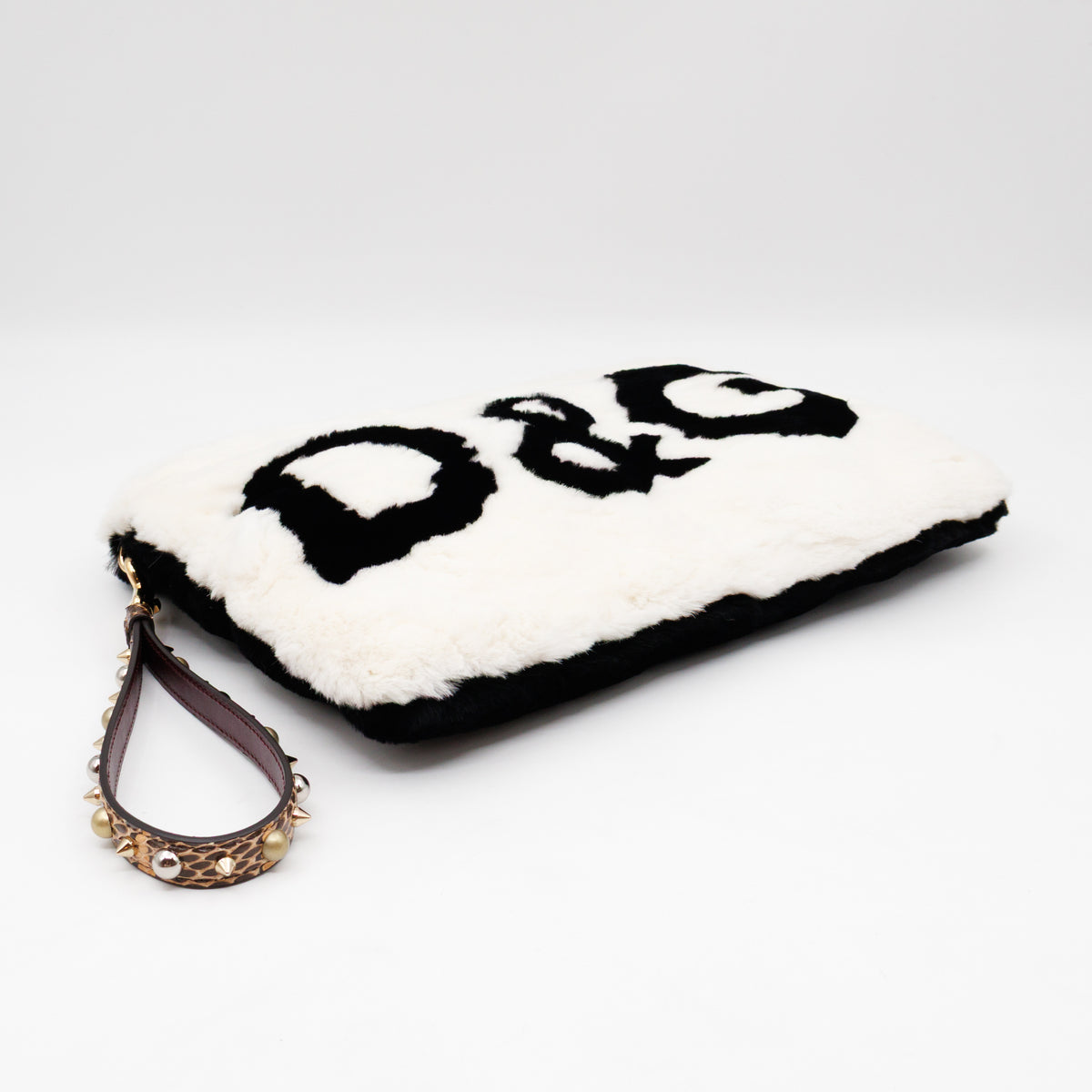 Cleo Clutch Black White Fur