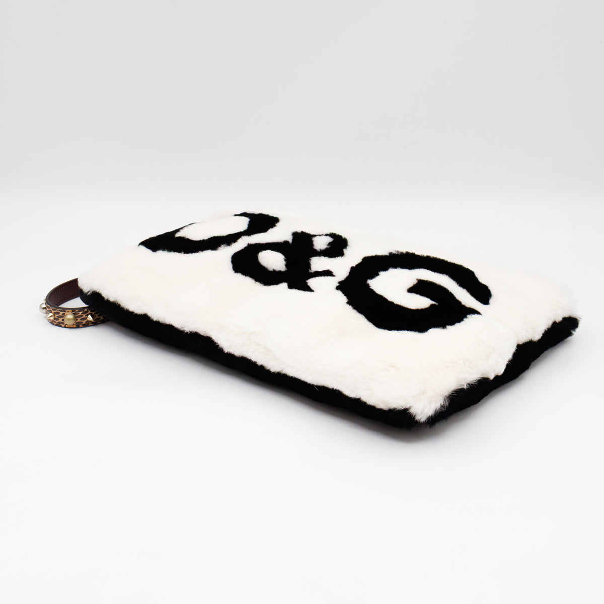 Cleo Clutch Black White Fur