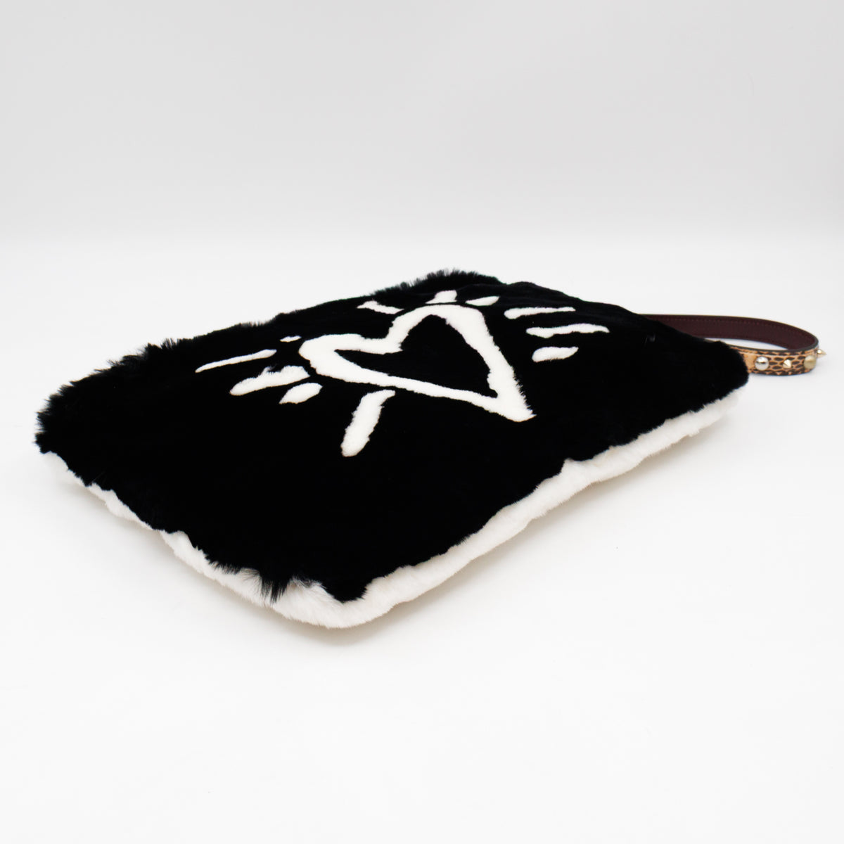 Cleo Clutch Black White Fur
