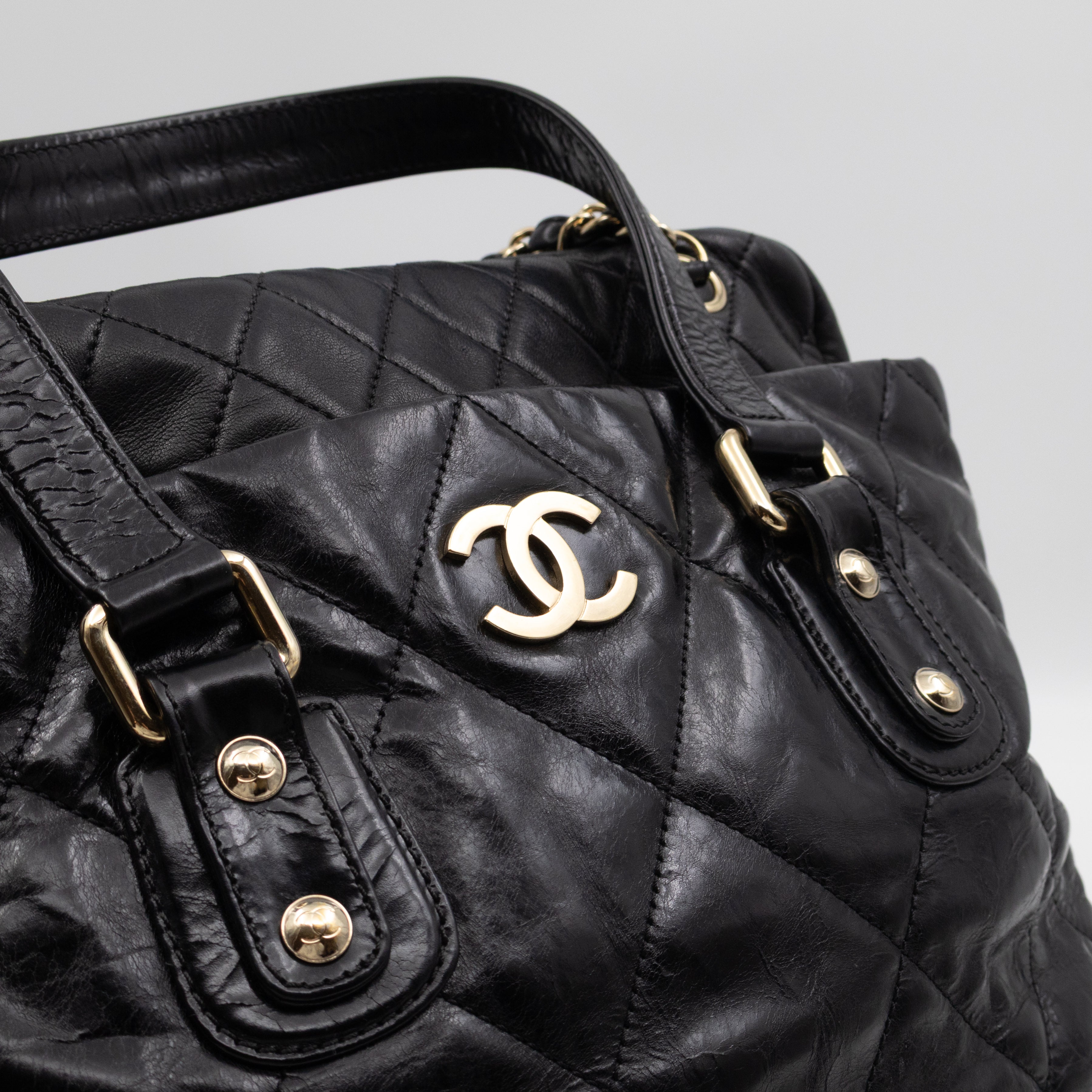 Portobello Tote Glazed Black Leather