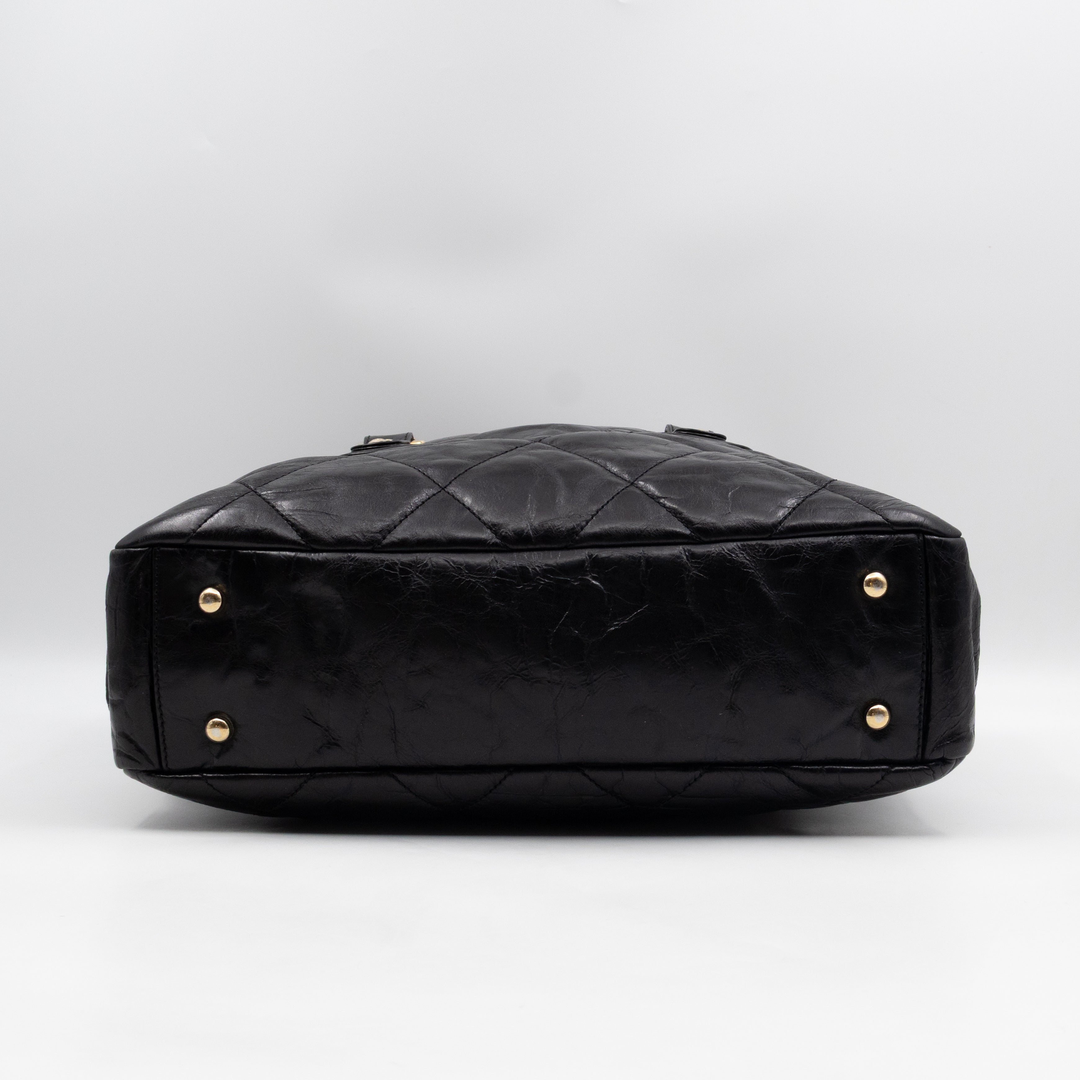 Portobello Tote Glazed Black Leather