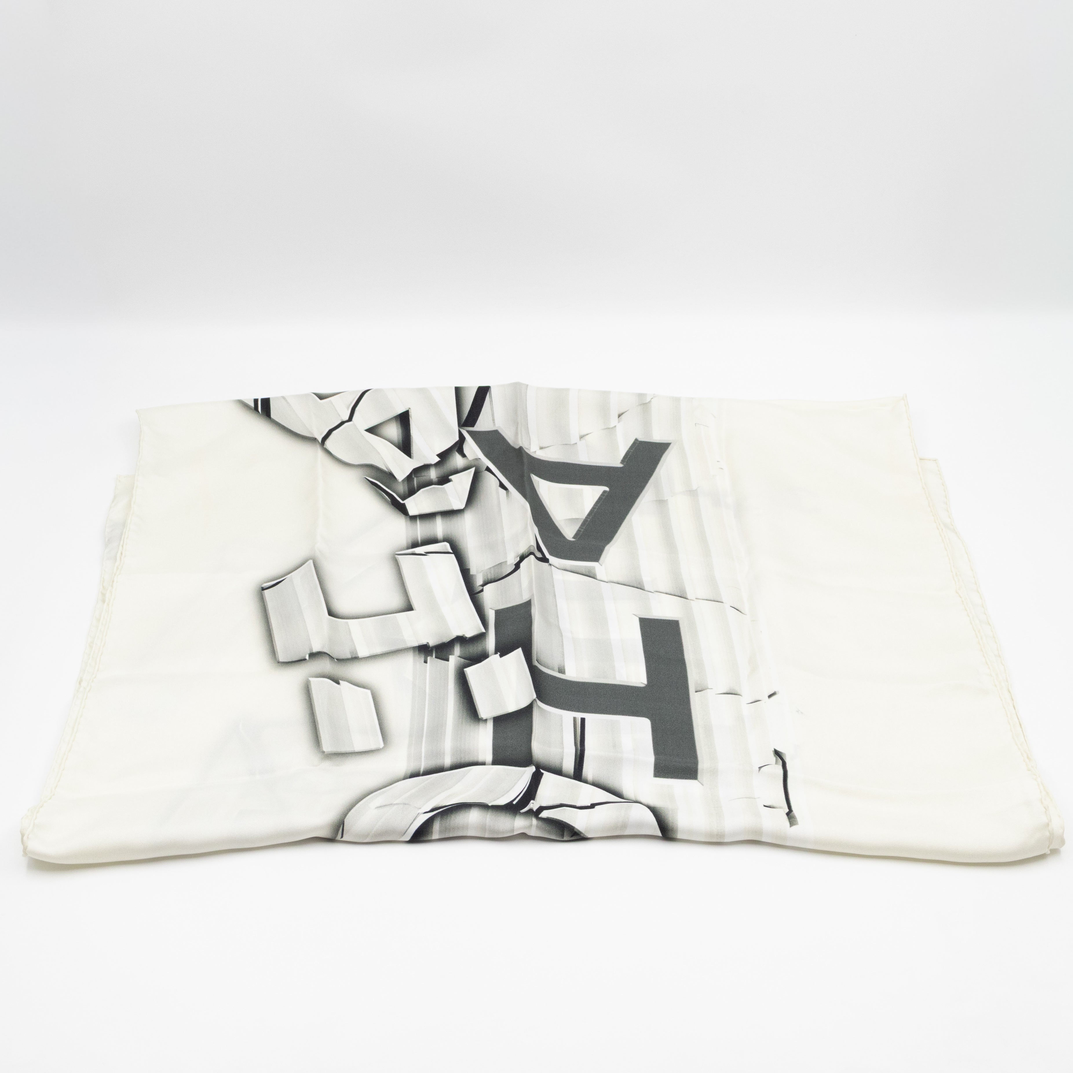 Column Pillar White Silk Scarf