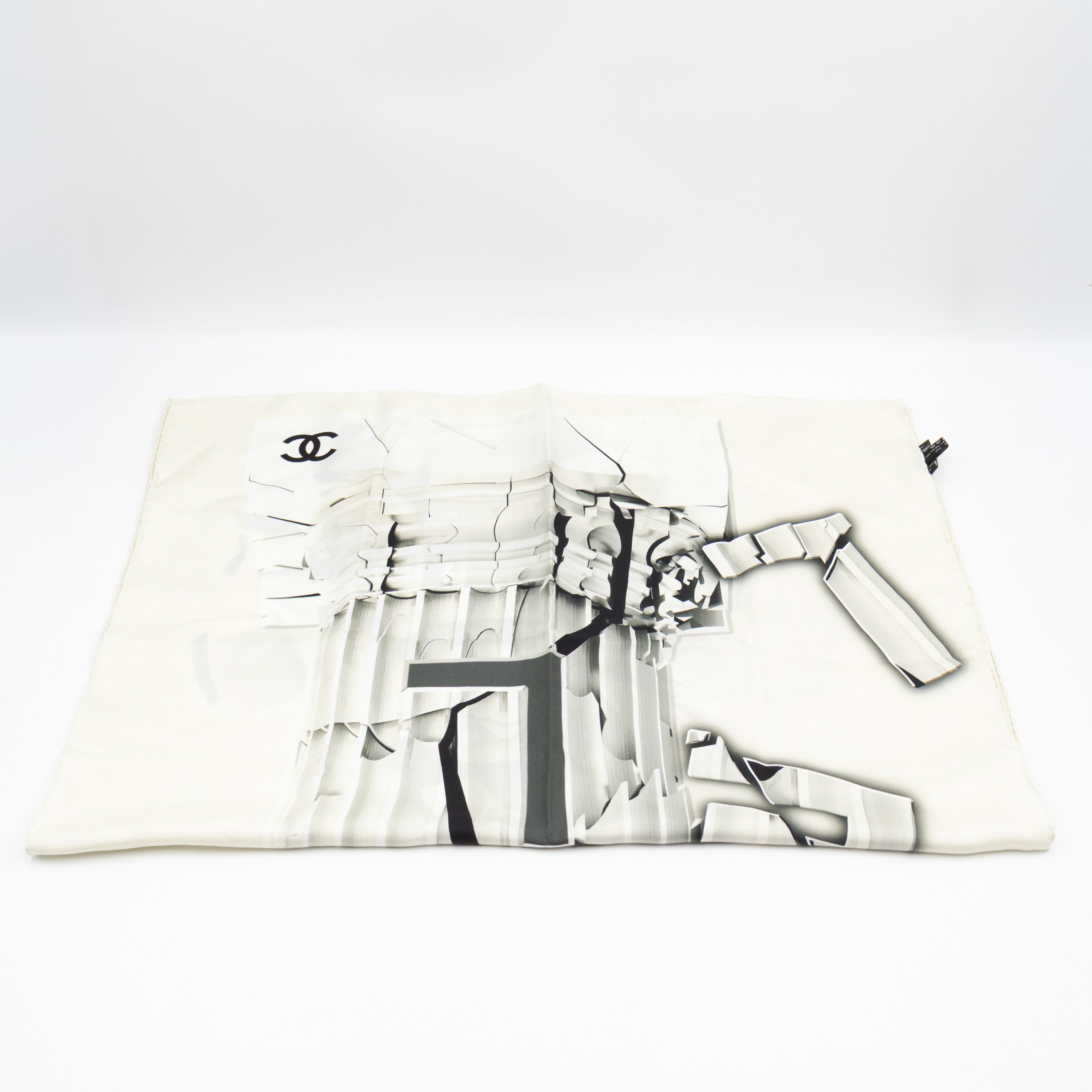 Column Pillar White Silk Scarf