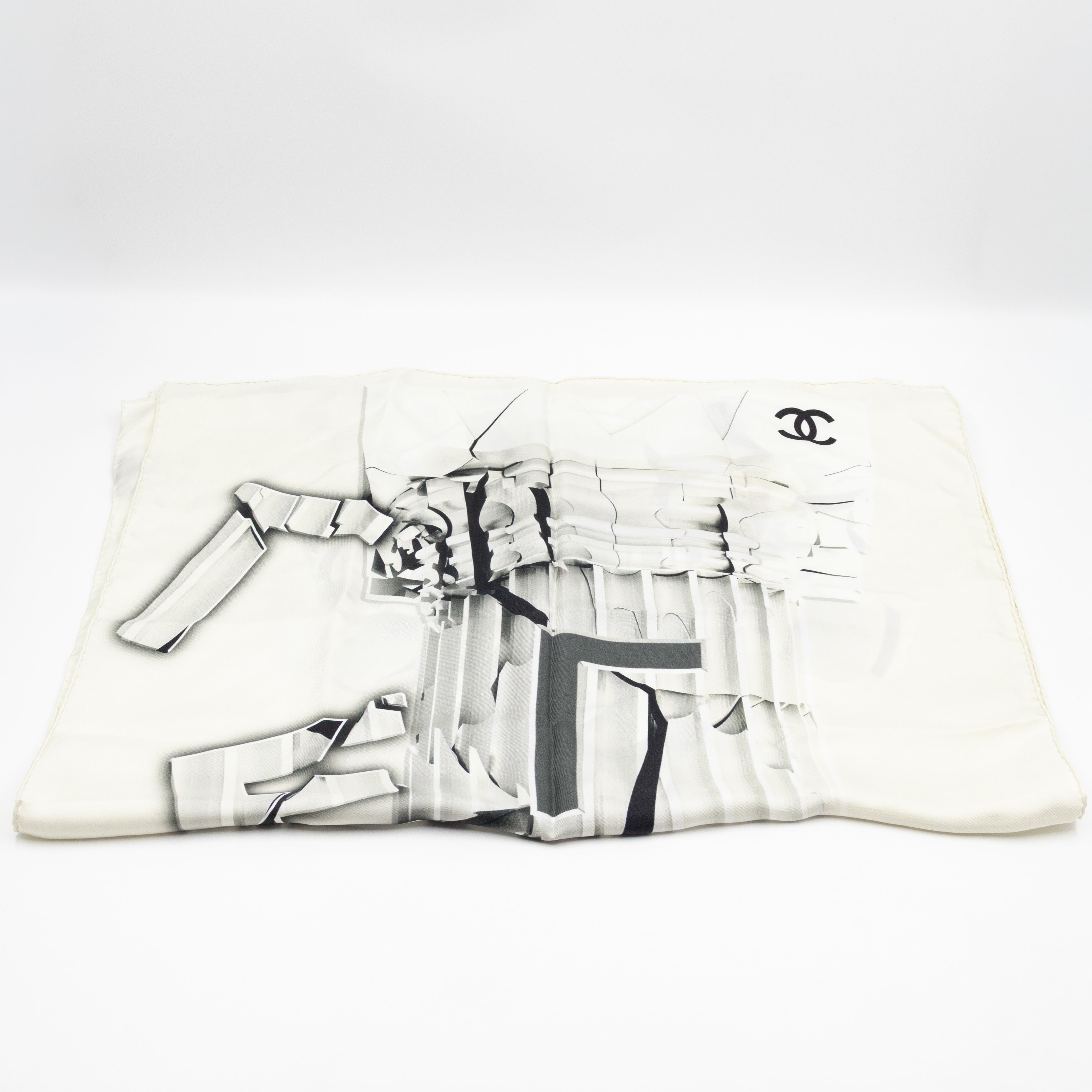 Column Pillar White Silk Scarf