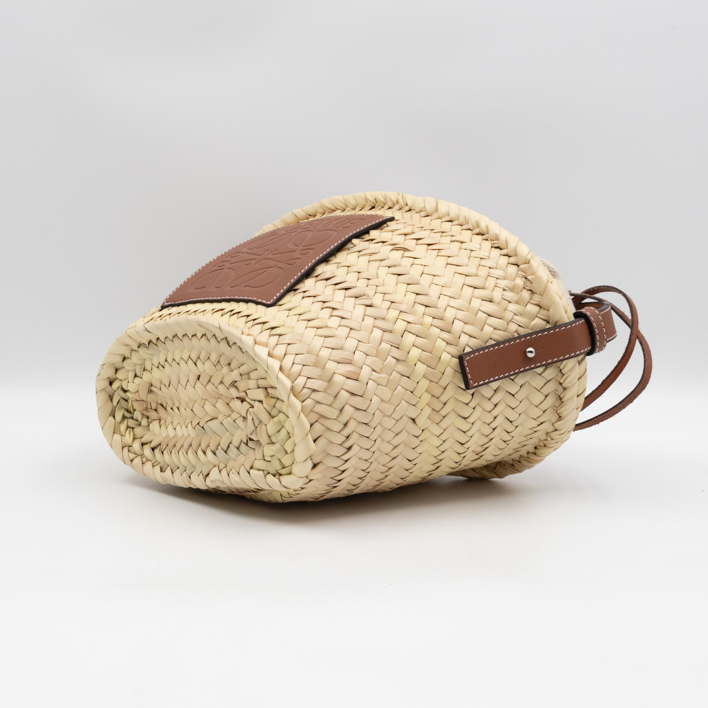 Mini Drawstring Bucket Bag Brown Calfskin Leather
