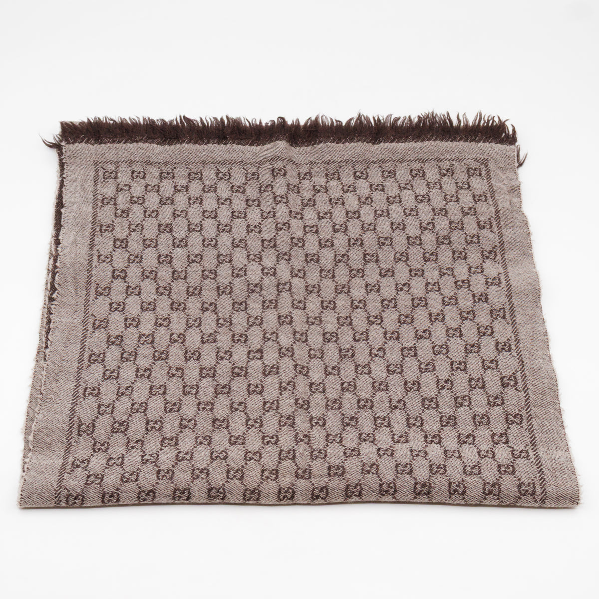 GG Wool Jacquard Scarf Brown