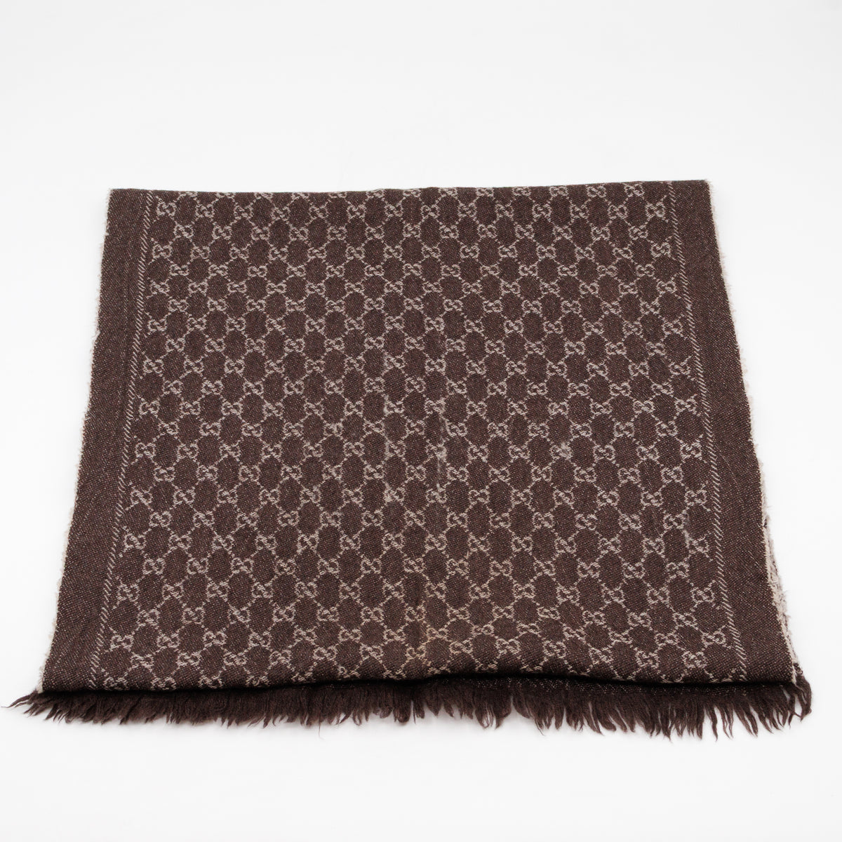 GG Wool Jacquard Scarf Brown