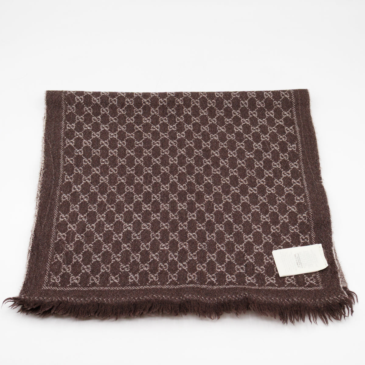 GG Wool Jacquard Scarf Brown