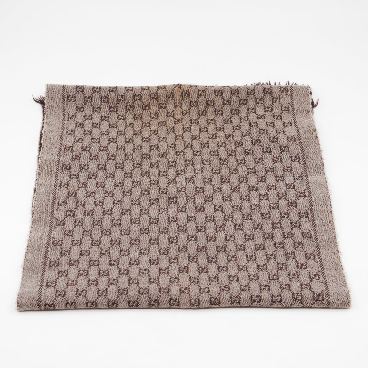 GG Wool Jacquard Scarf Brown