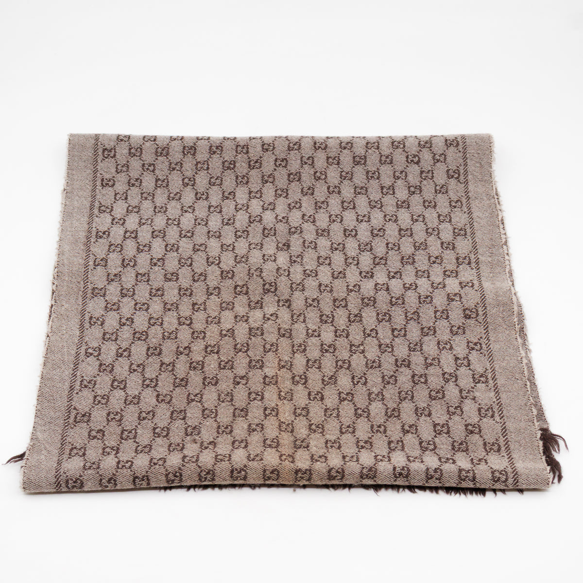 GG Wool Jacquard Scarf Brown