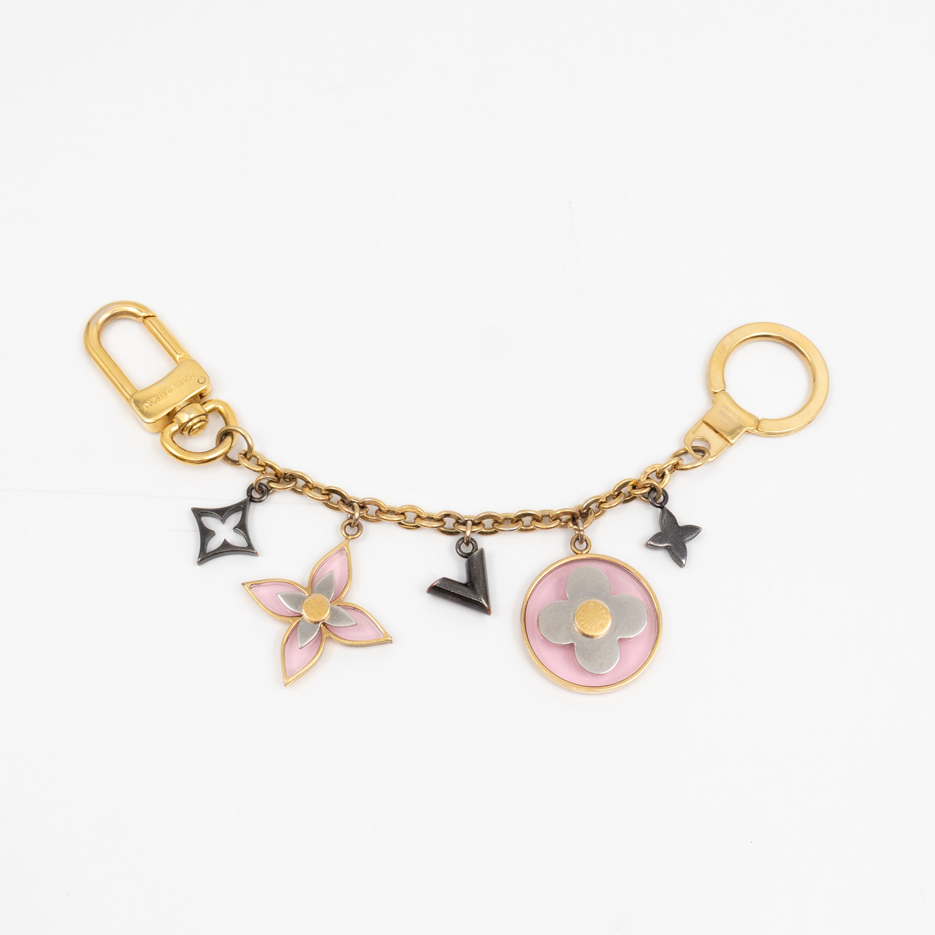 Blooming Flowers Bag Charm & Key Holder Gold