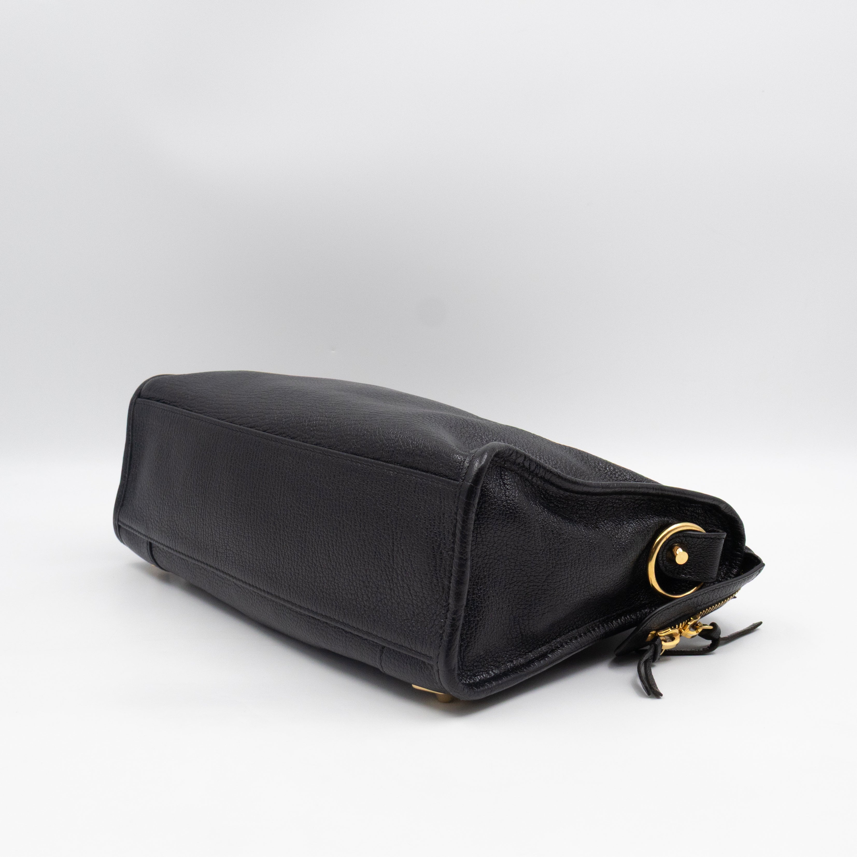 Classic City S Metallic Edge Black Shiny Goatskin Leather