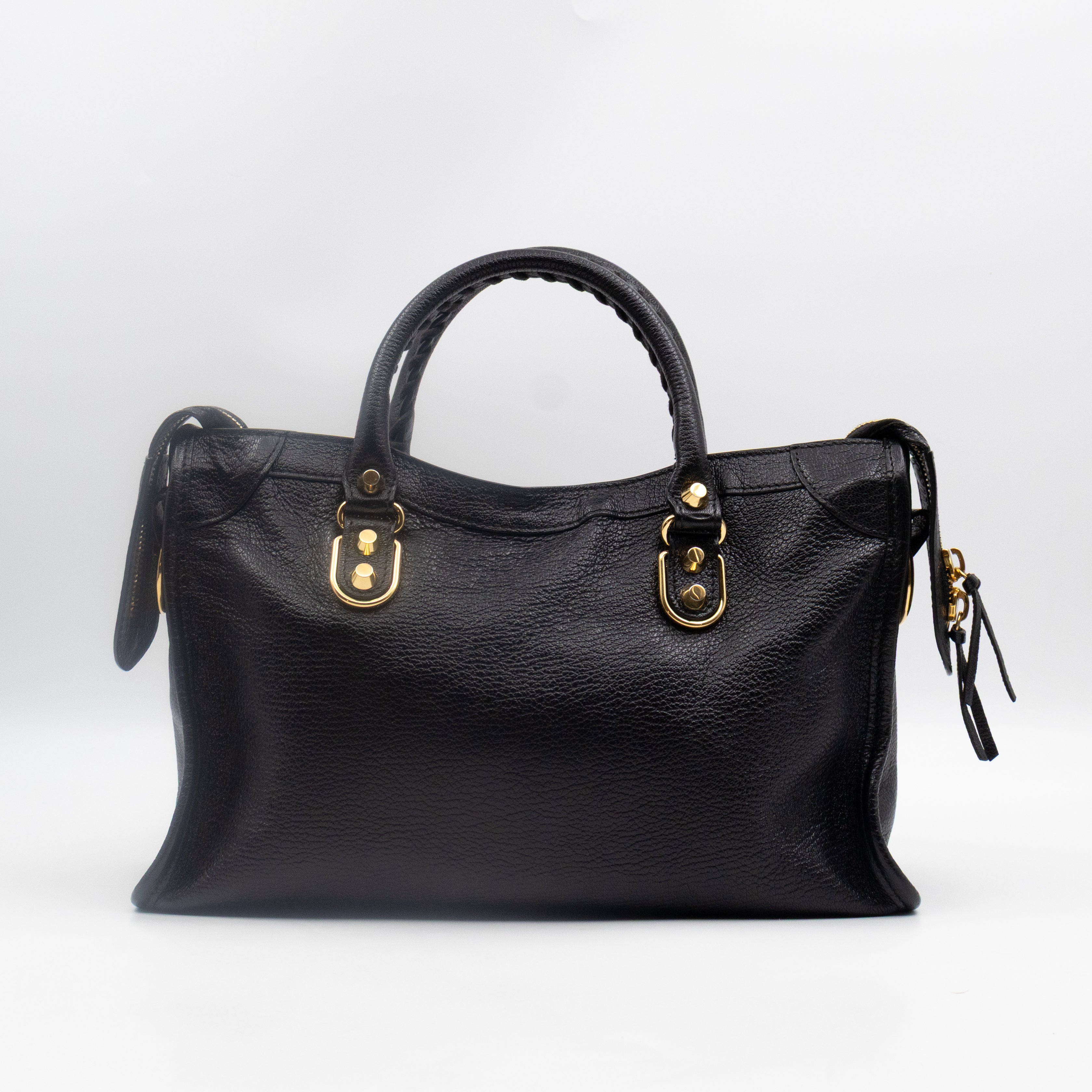 Classic City S Metallic Edge Black Shiny Goatskin Leather