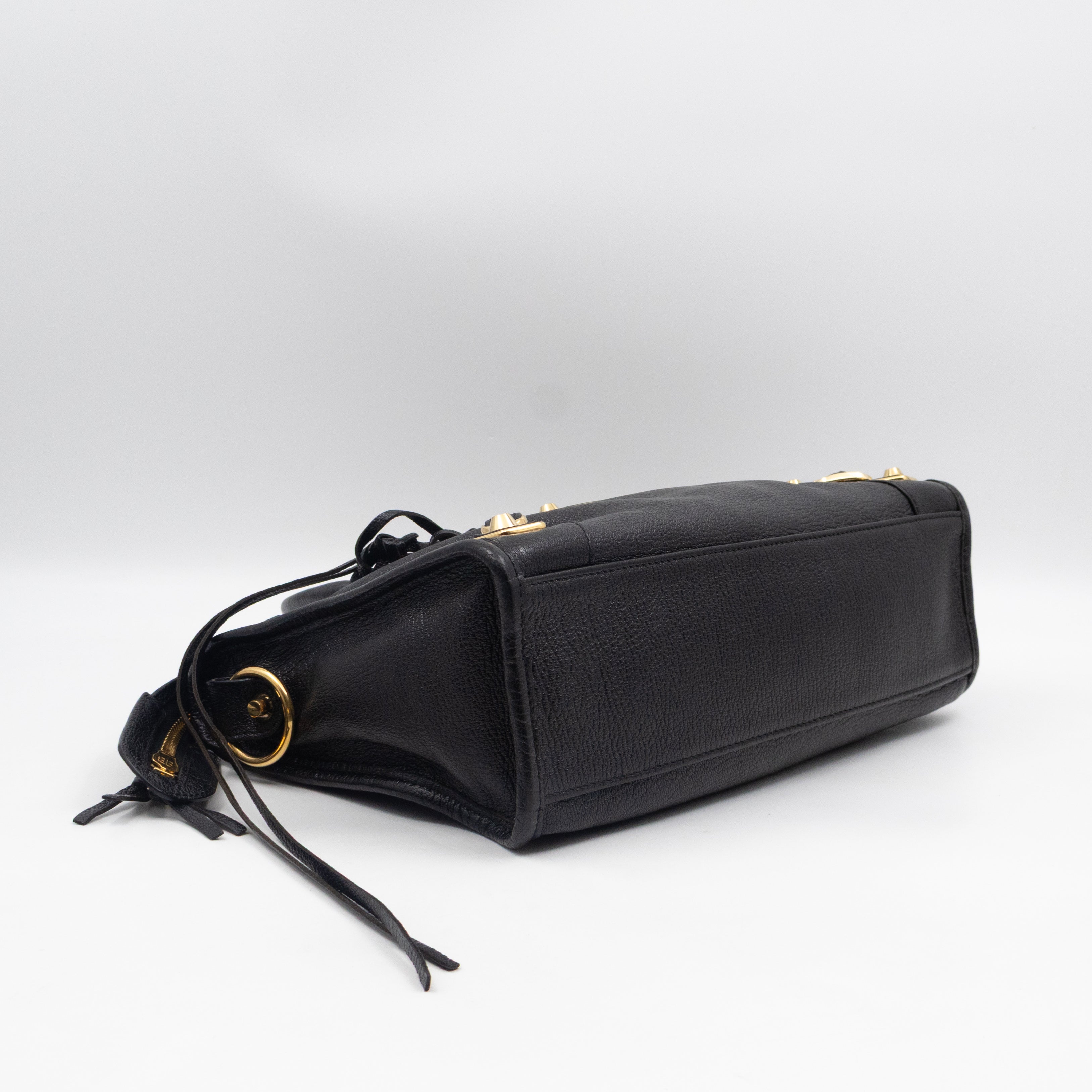 Classic City S Metallic Edge Black Shiny Goatskin Leather
