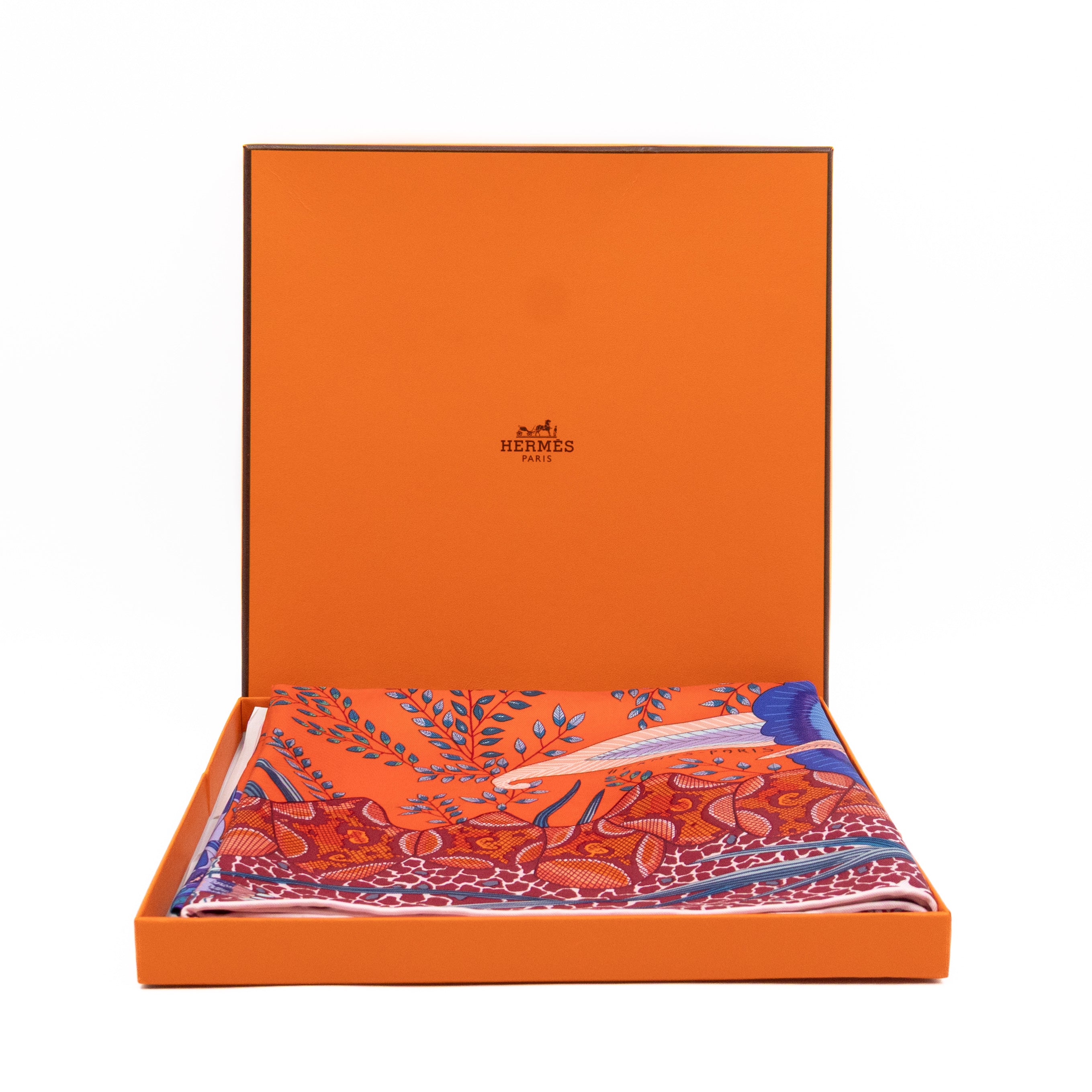 Silk Scarf 90 Flowers of South Africa Orange