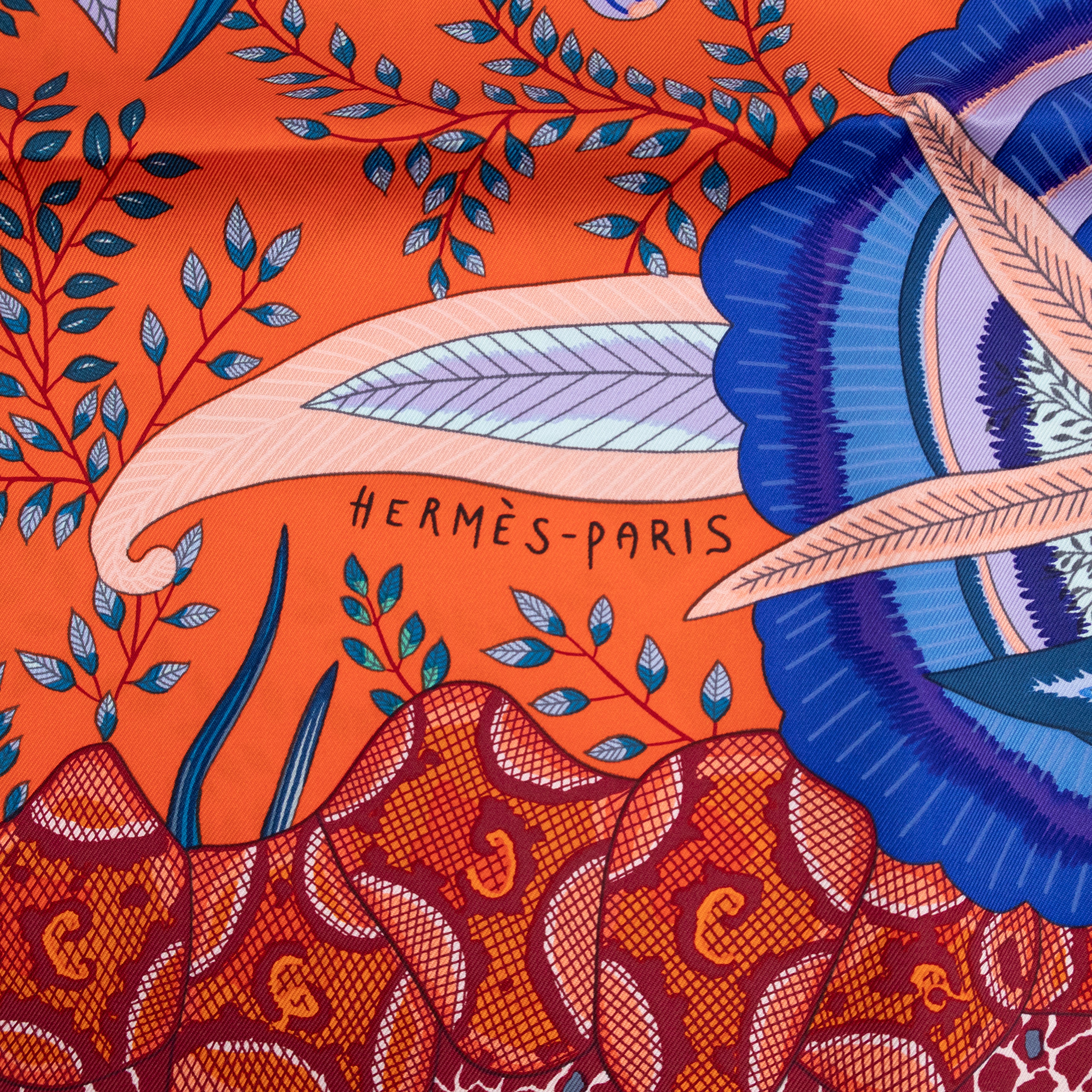 Silk Scarf 90 Flowers of South Africa Orange