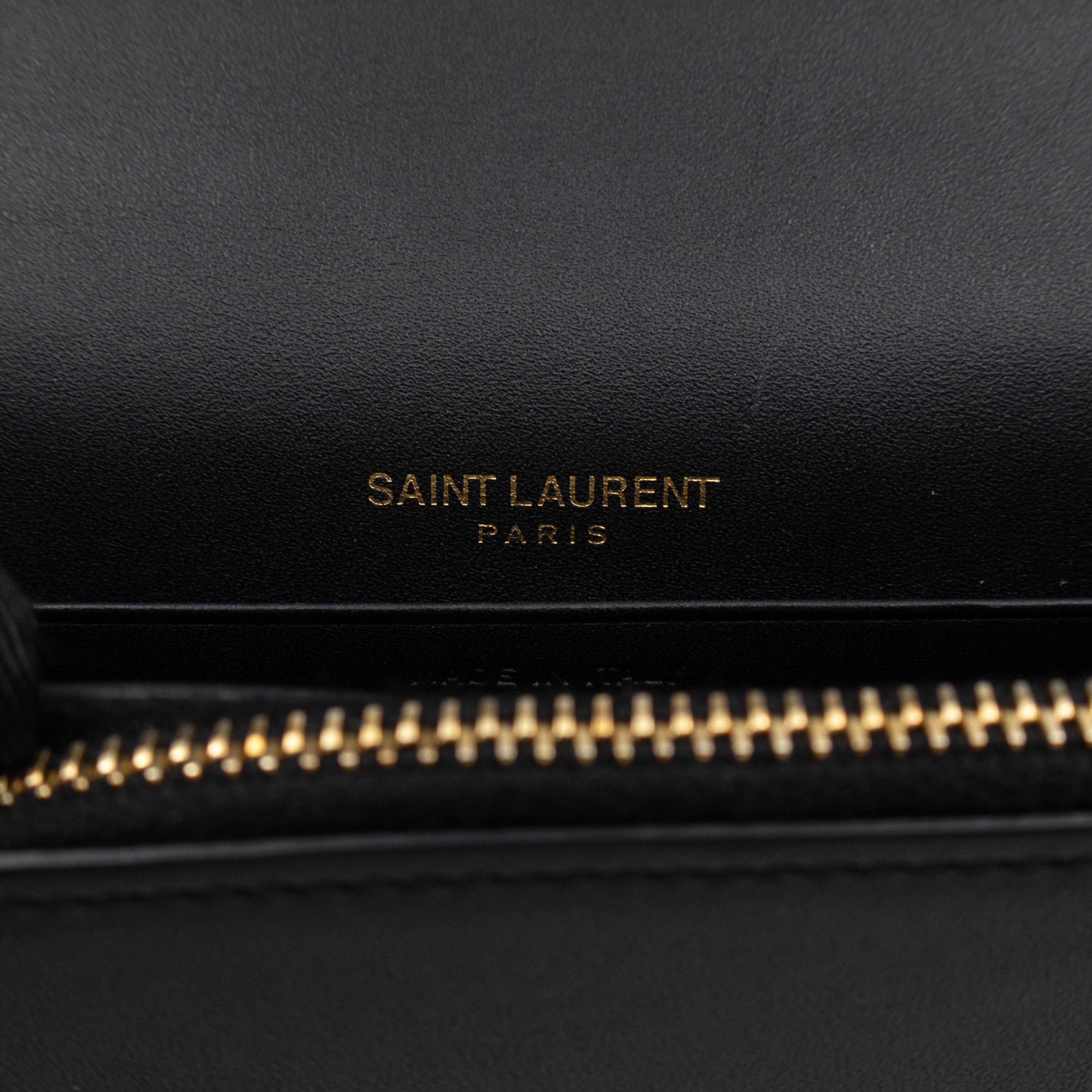 Kate Tassel Chain Wallet Black Smooth Leather Gold