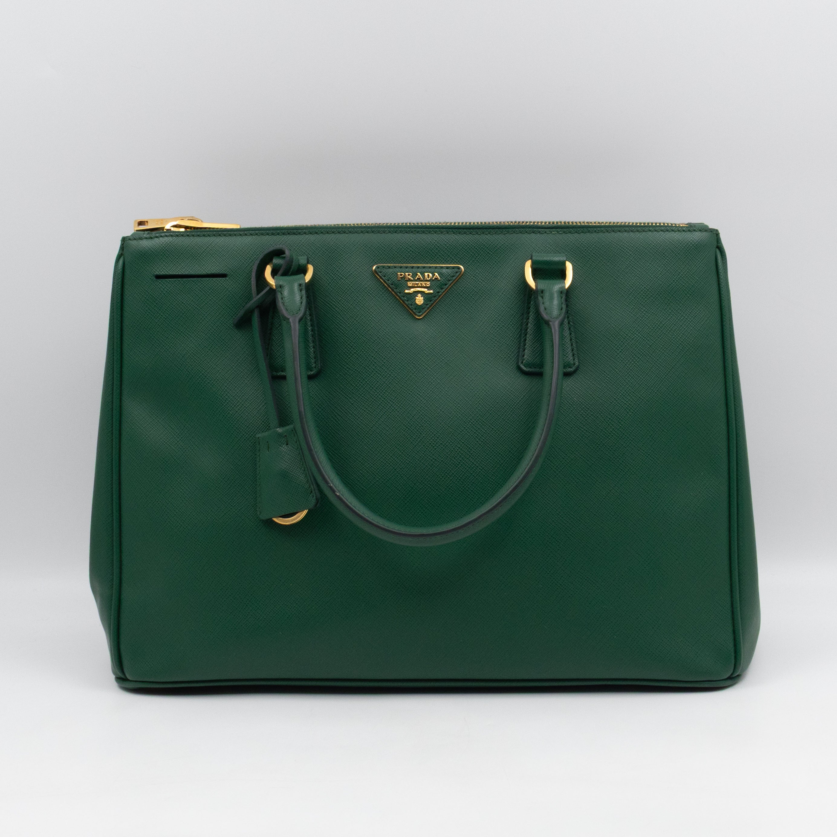 Galleria Large Double Zip Biliardo Green Saffiano Leather
