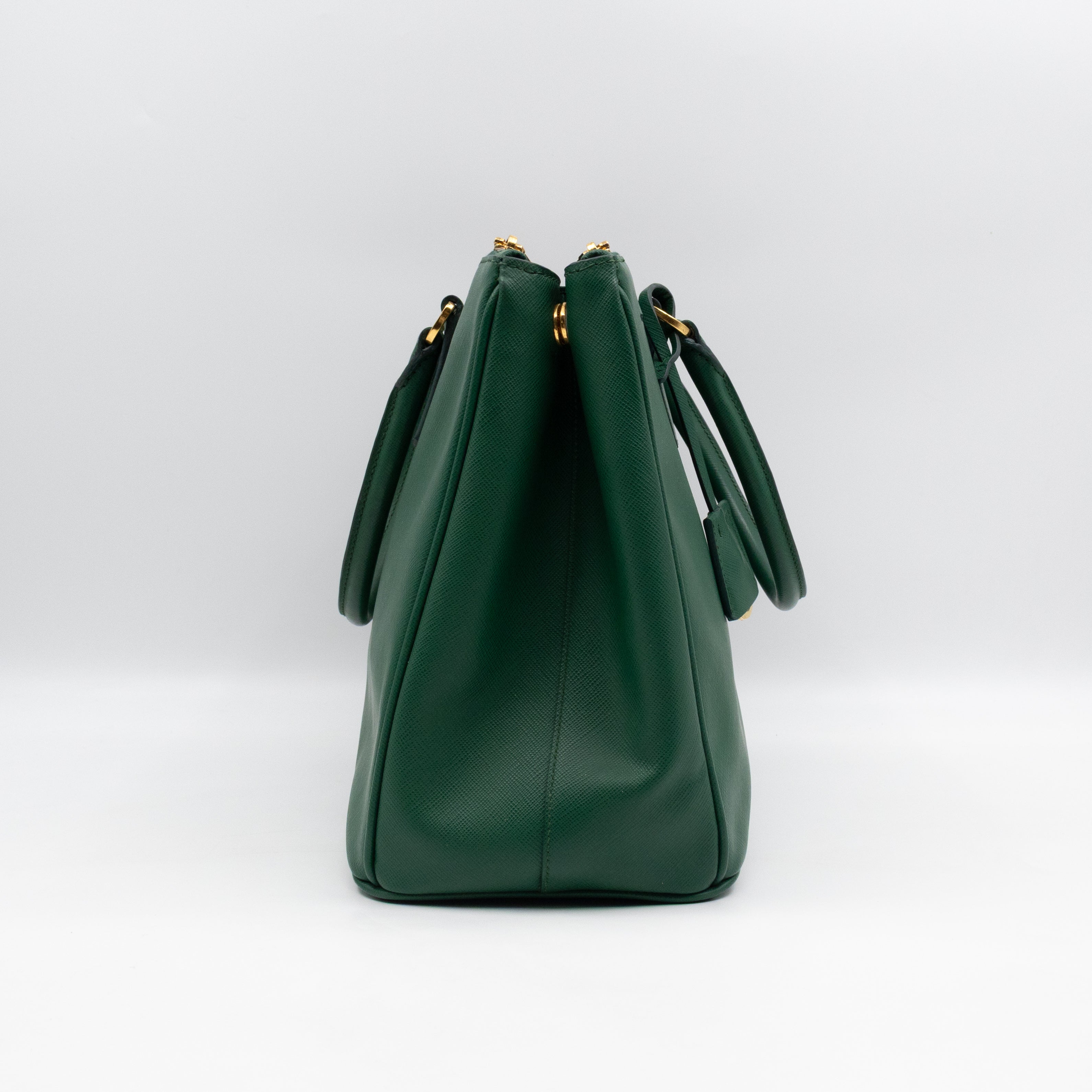 Galleria Large Double Zip Biliardo Green Saffiano Leather