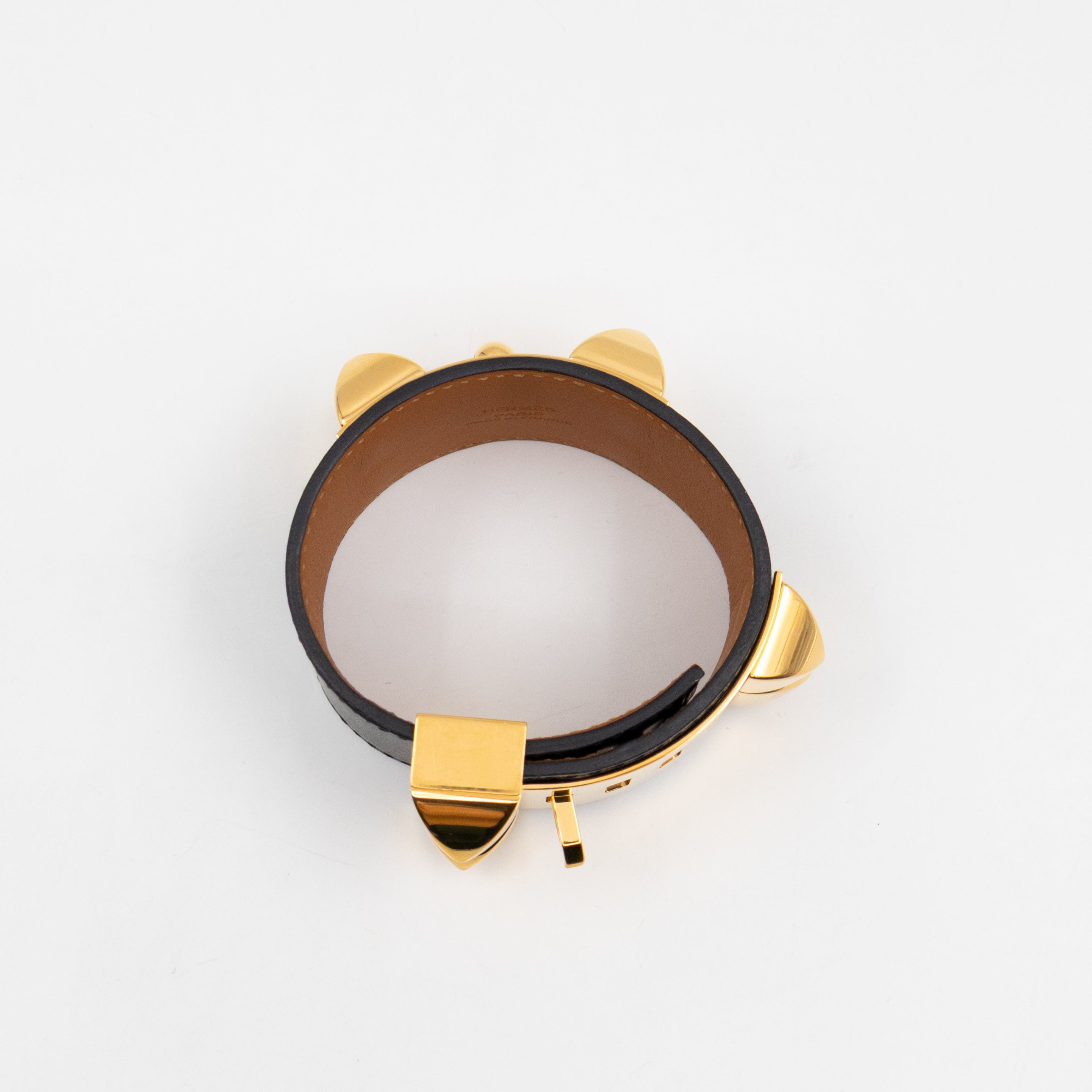Collier de Chien Bracelet Gold & Black Leather