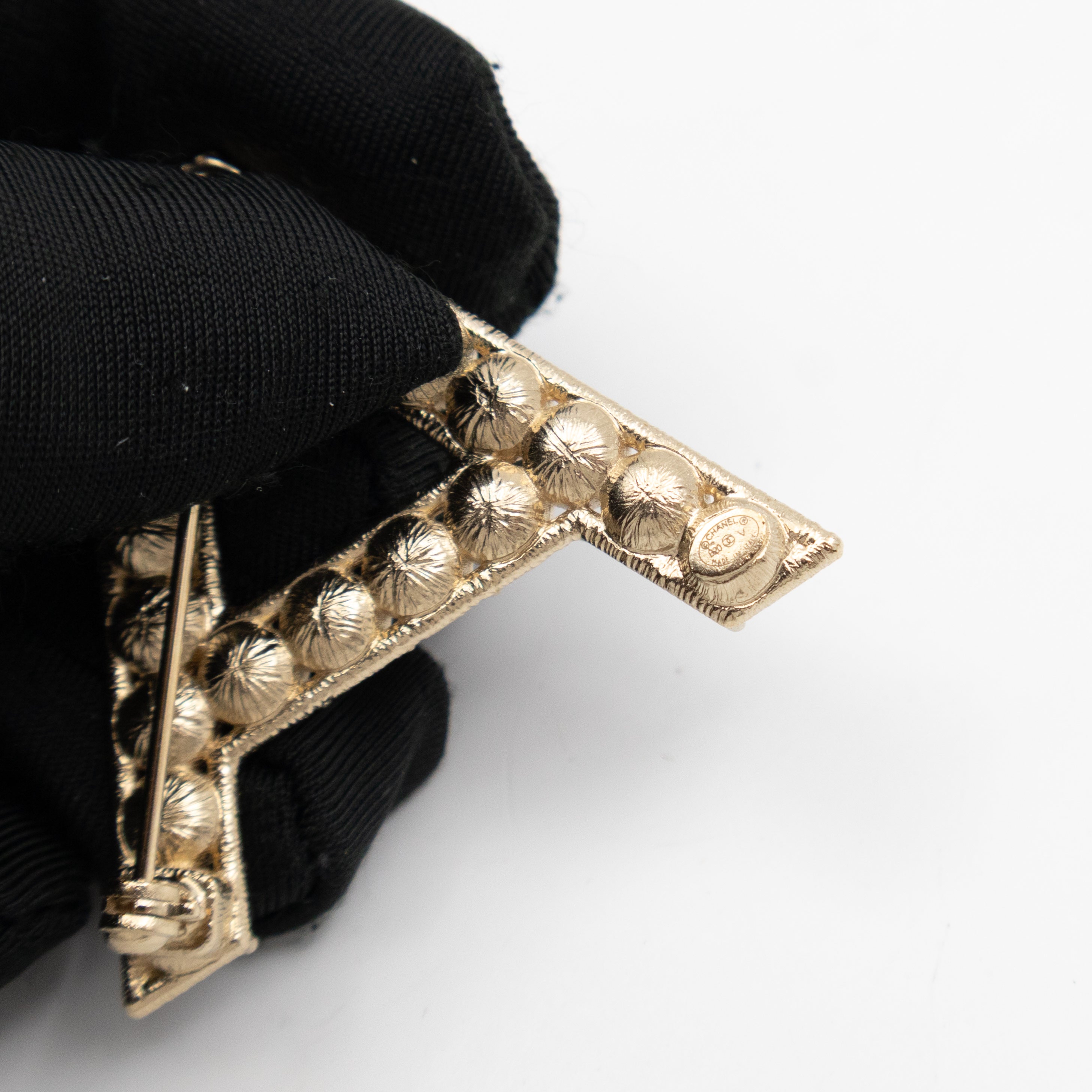 Letters Brooch Set Crystals Gold
