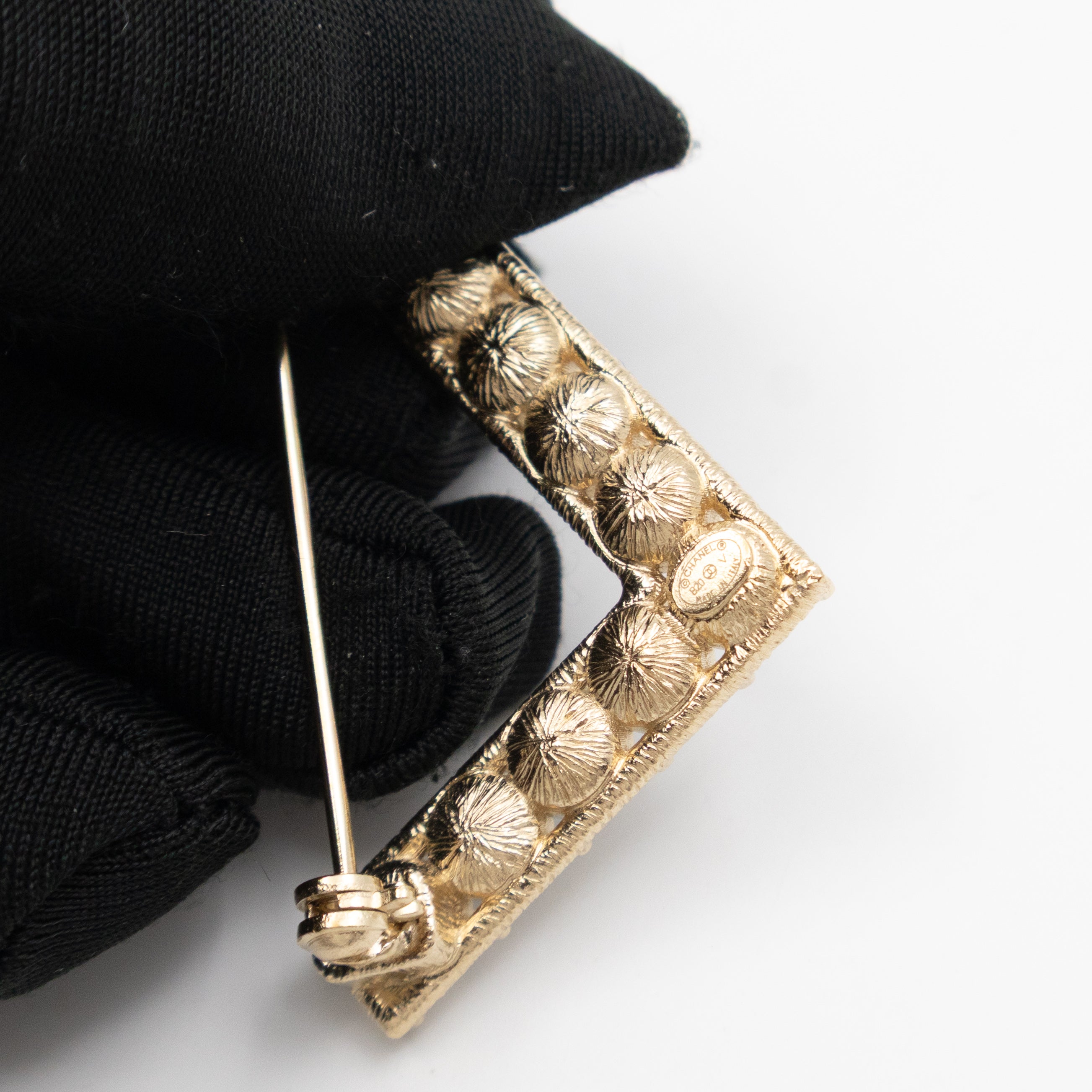 Letters Brooch Set Crystals Gold