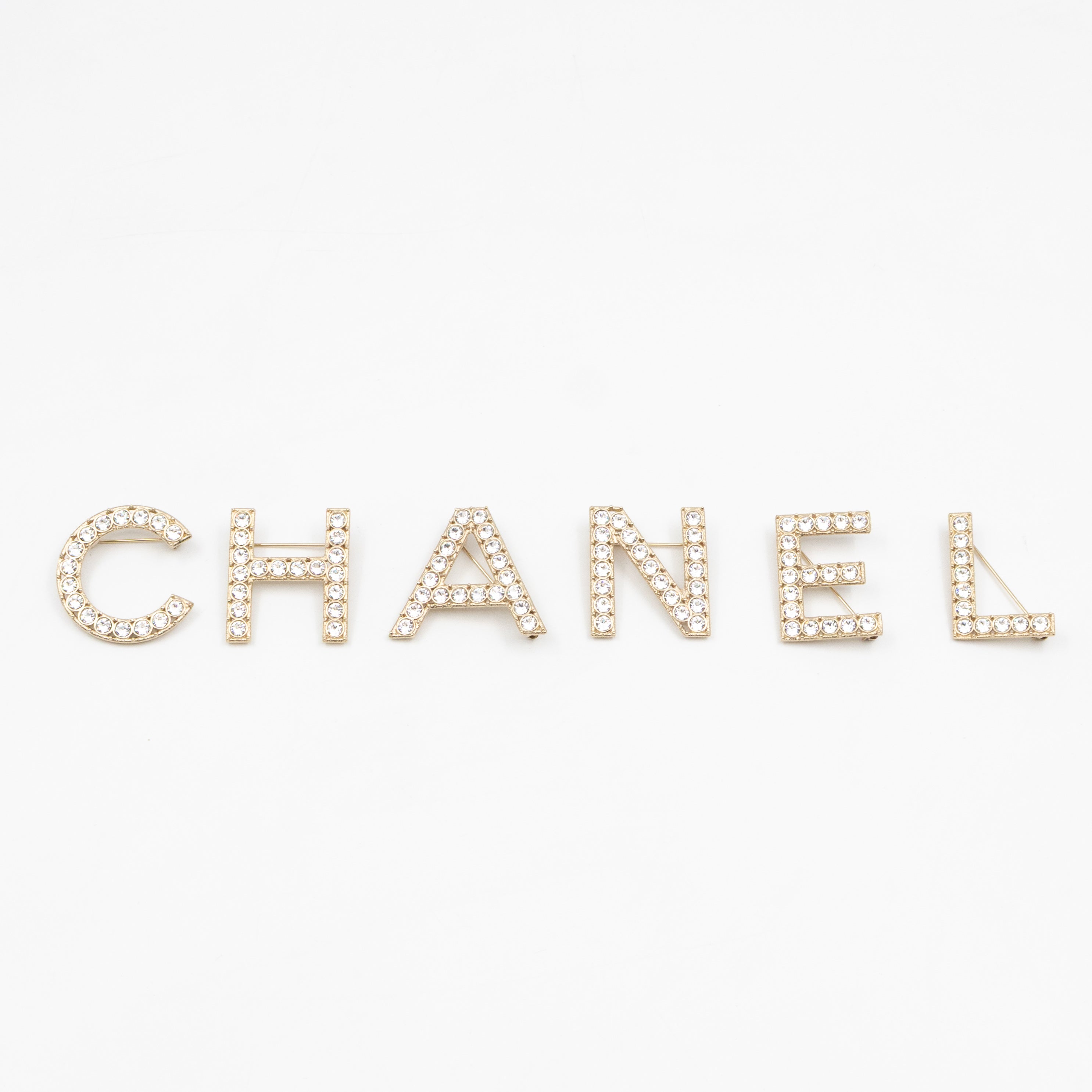 Letters Brooch Set Crystals Gold