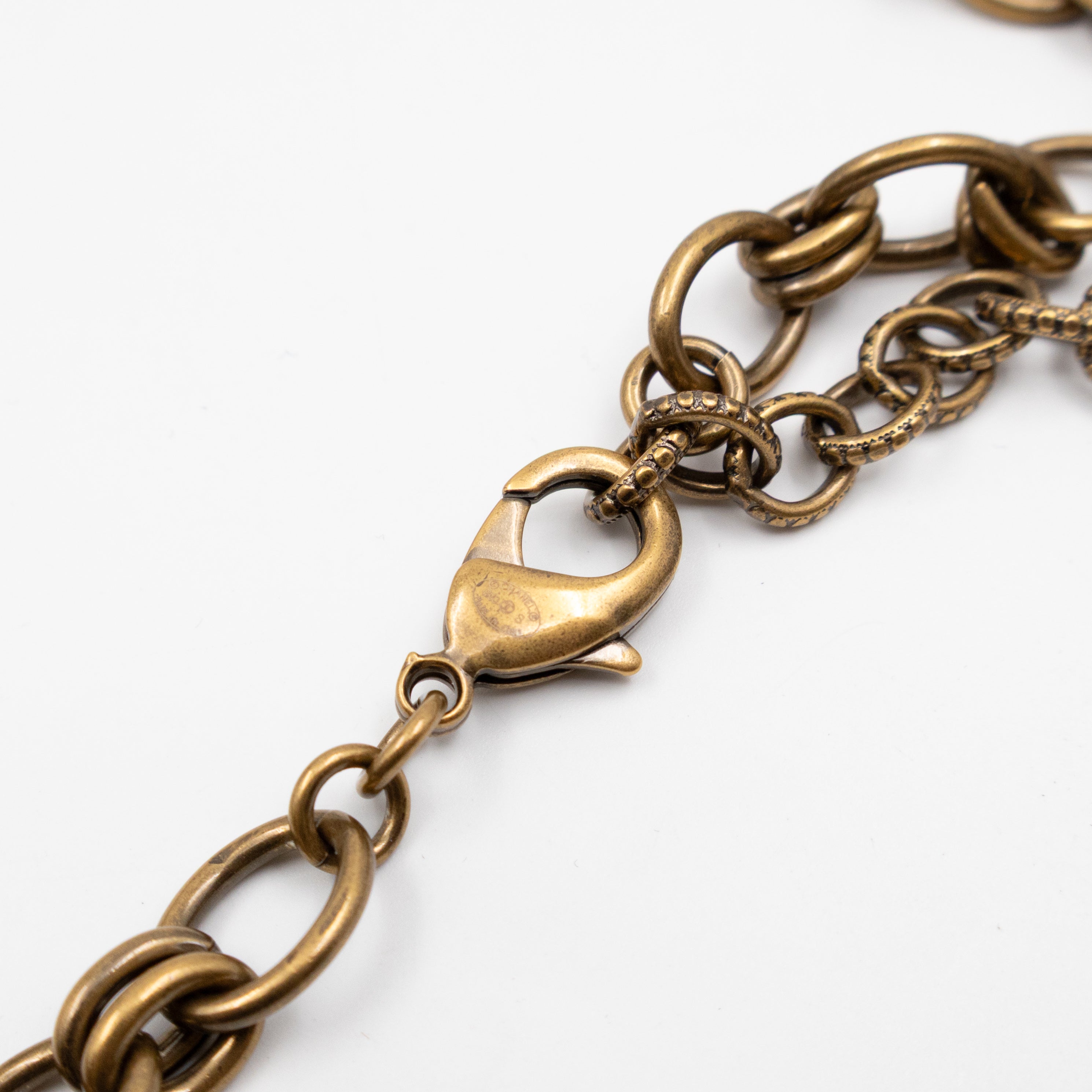 Crystals Letters CC Chain Necklace & Belt Aged Gold