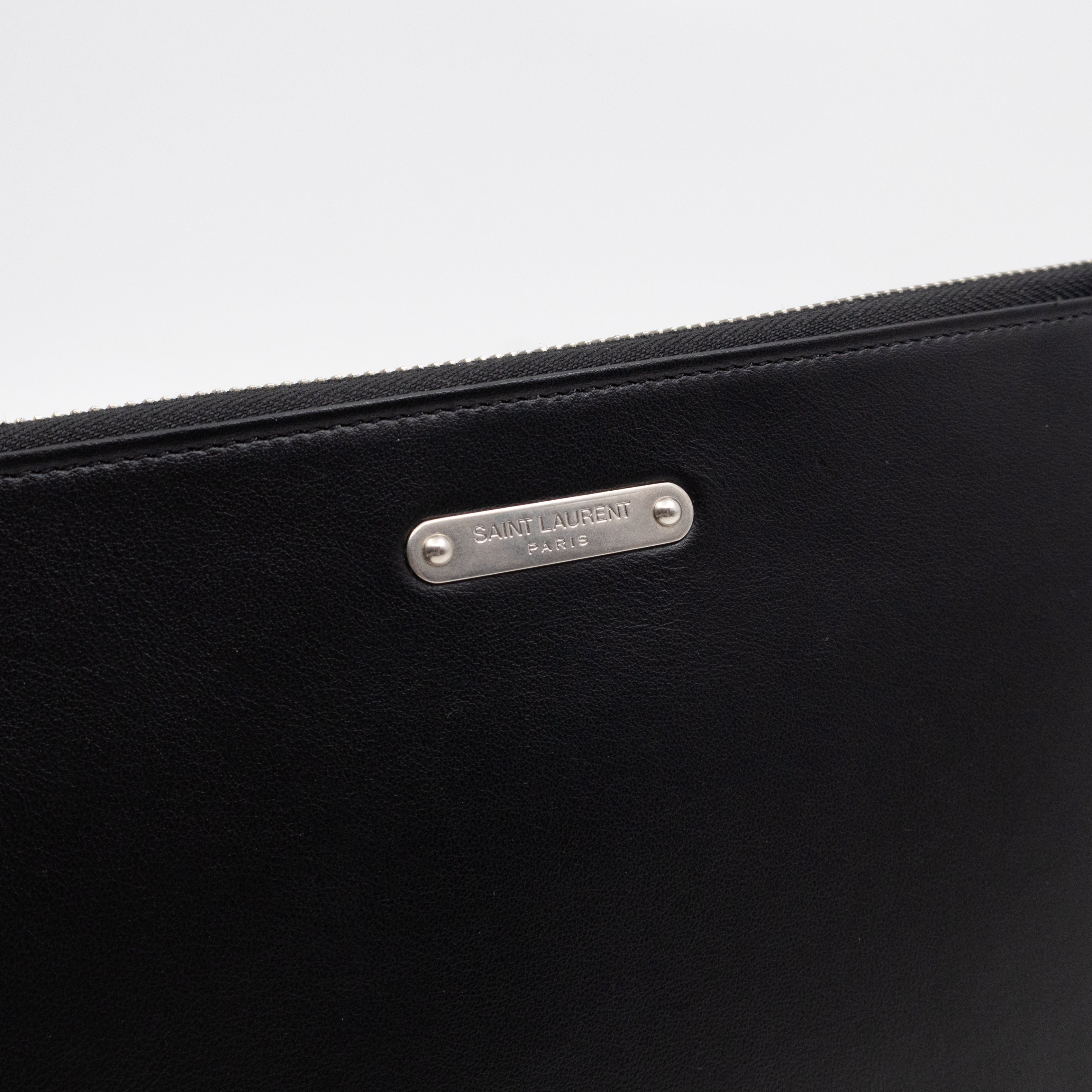Flat Clutch Pouch Black Leather