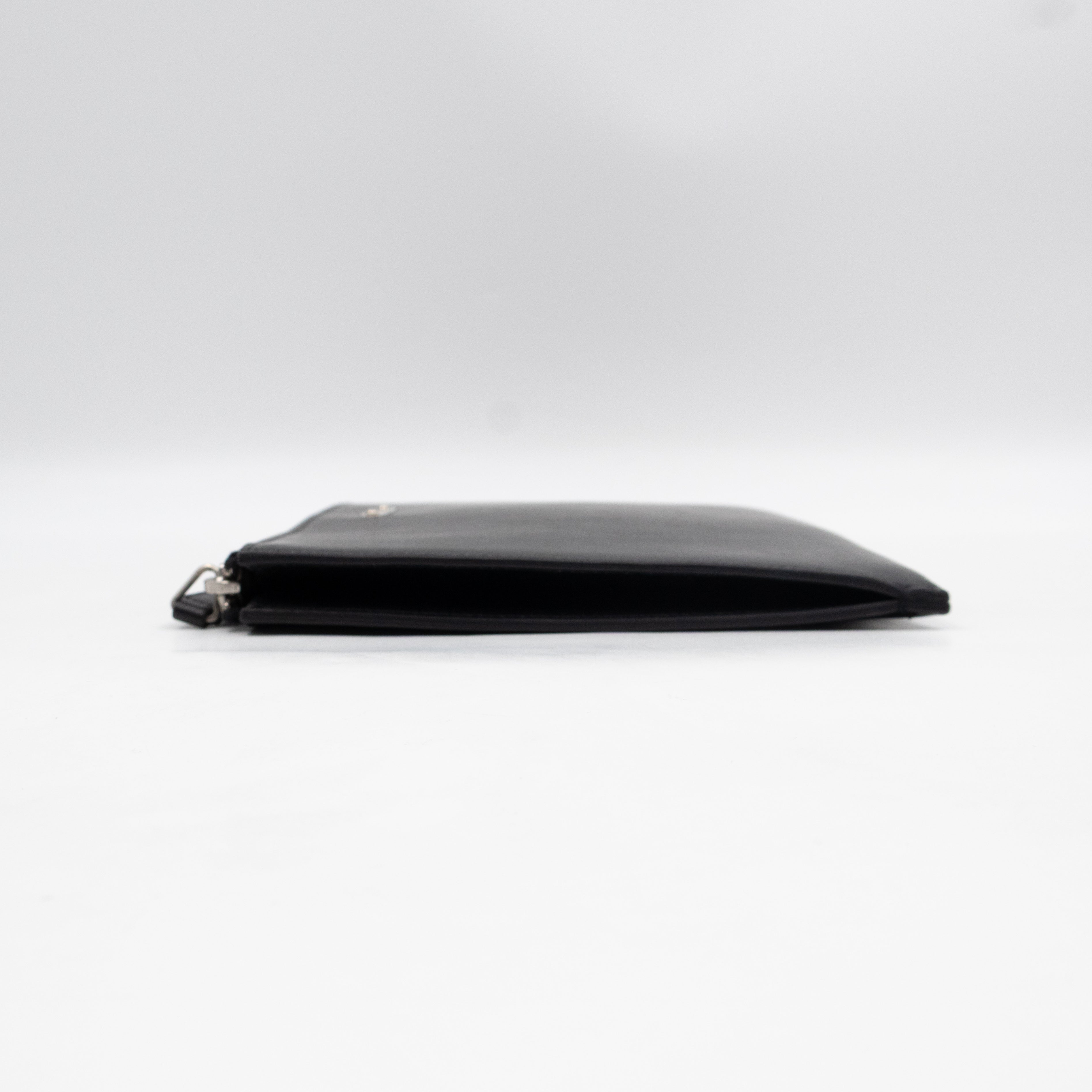 Flat Clutch Pouch Black Leather
