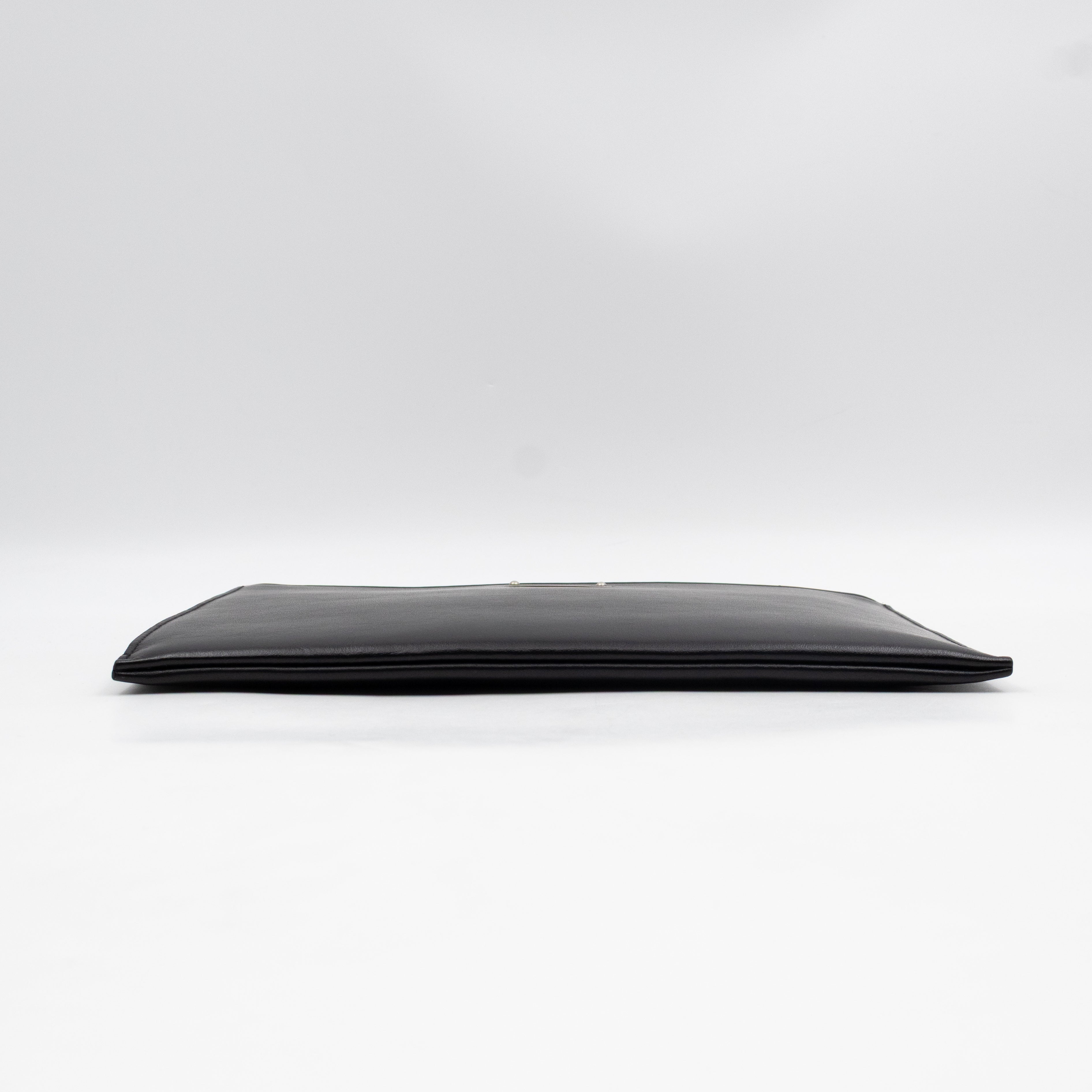 Flat Clutch Pouch Black Leather