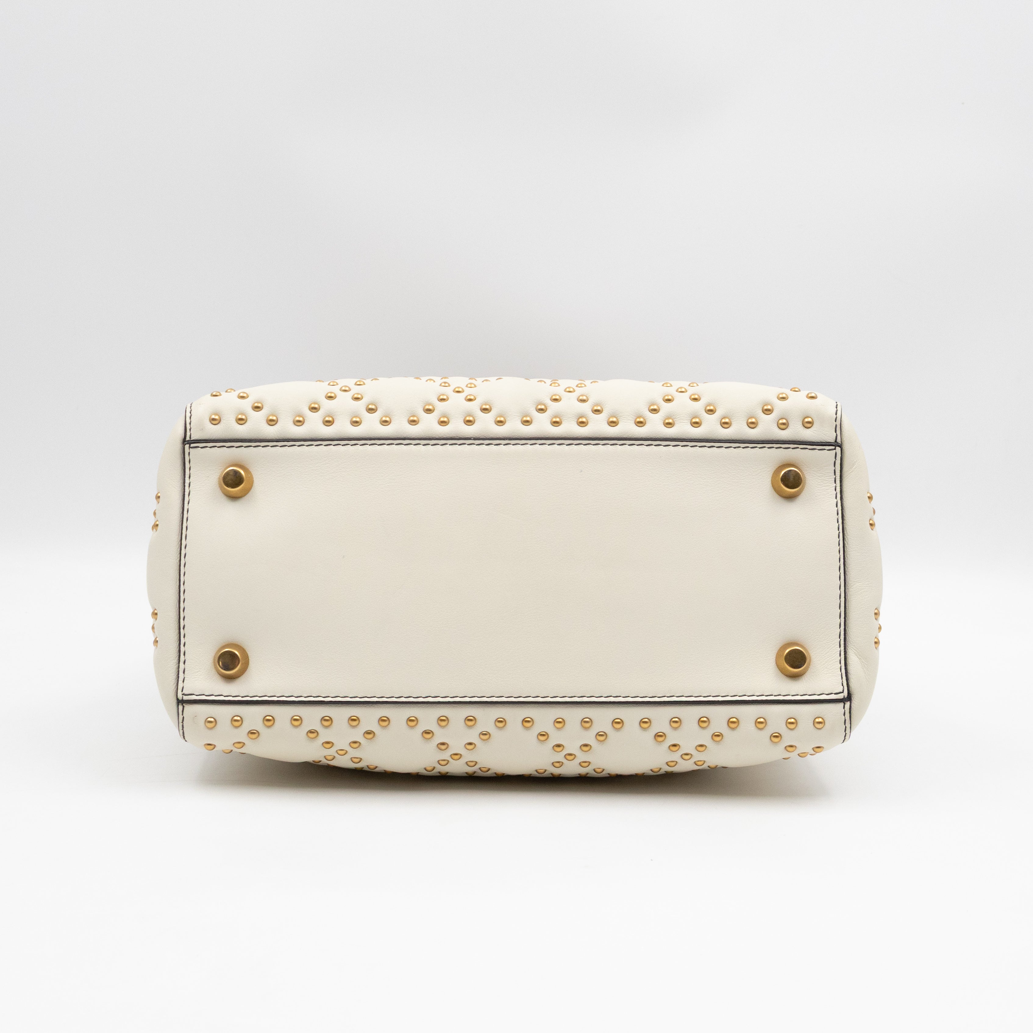 Lady Dior Medium Supple Cannage Studded White Leather