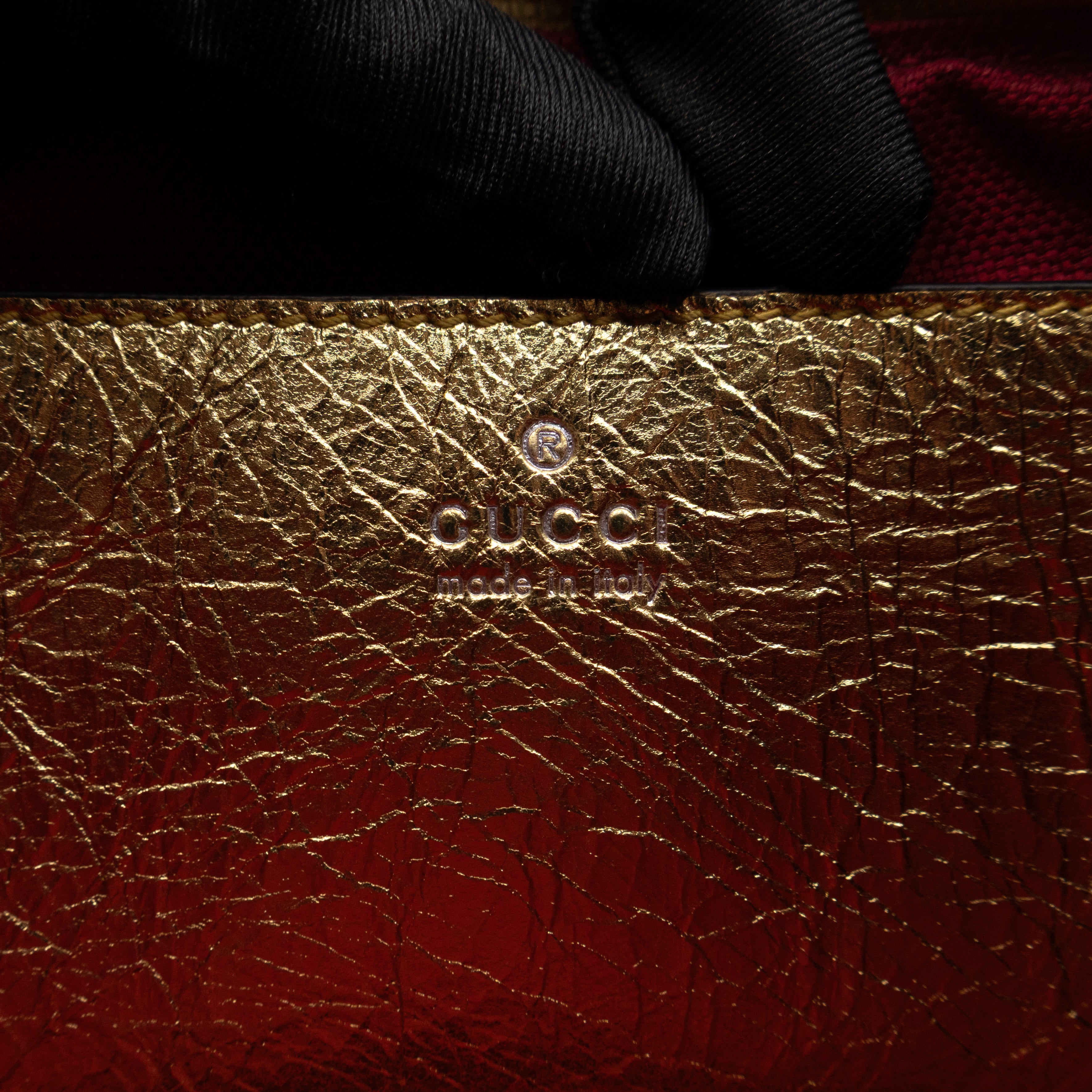 GG Marmont Chain Wallet Gold Crumpled Leather