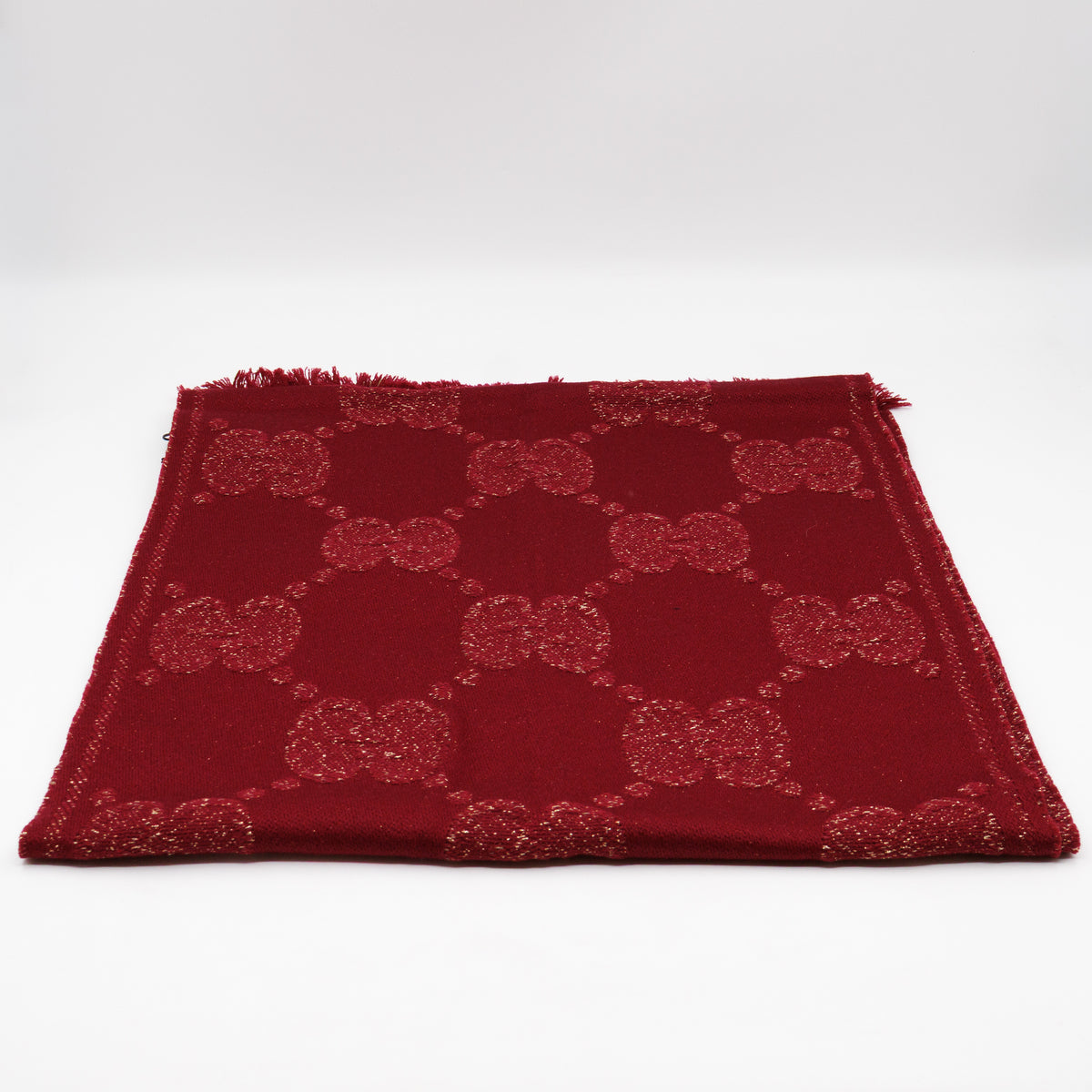 GG Jacquard Knitted Lady Nest Lux Scarf Red & Gold
