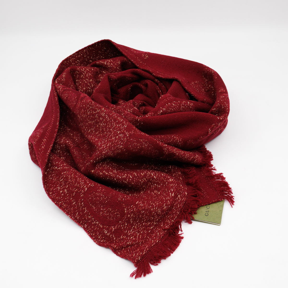 GG Jacquard Knitted Lady Nest Lux Scarf Red & Gold
